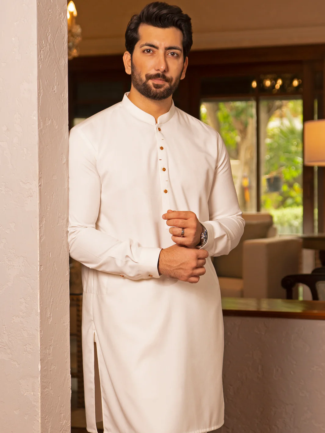 White Blended Kurta Trouser - AL-KT-2722 - Image 2