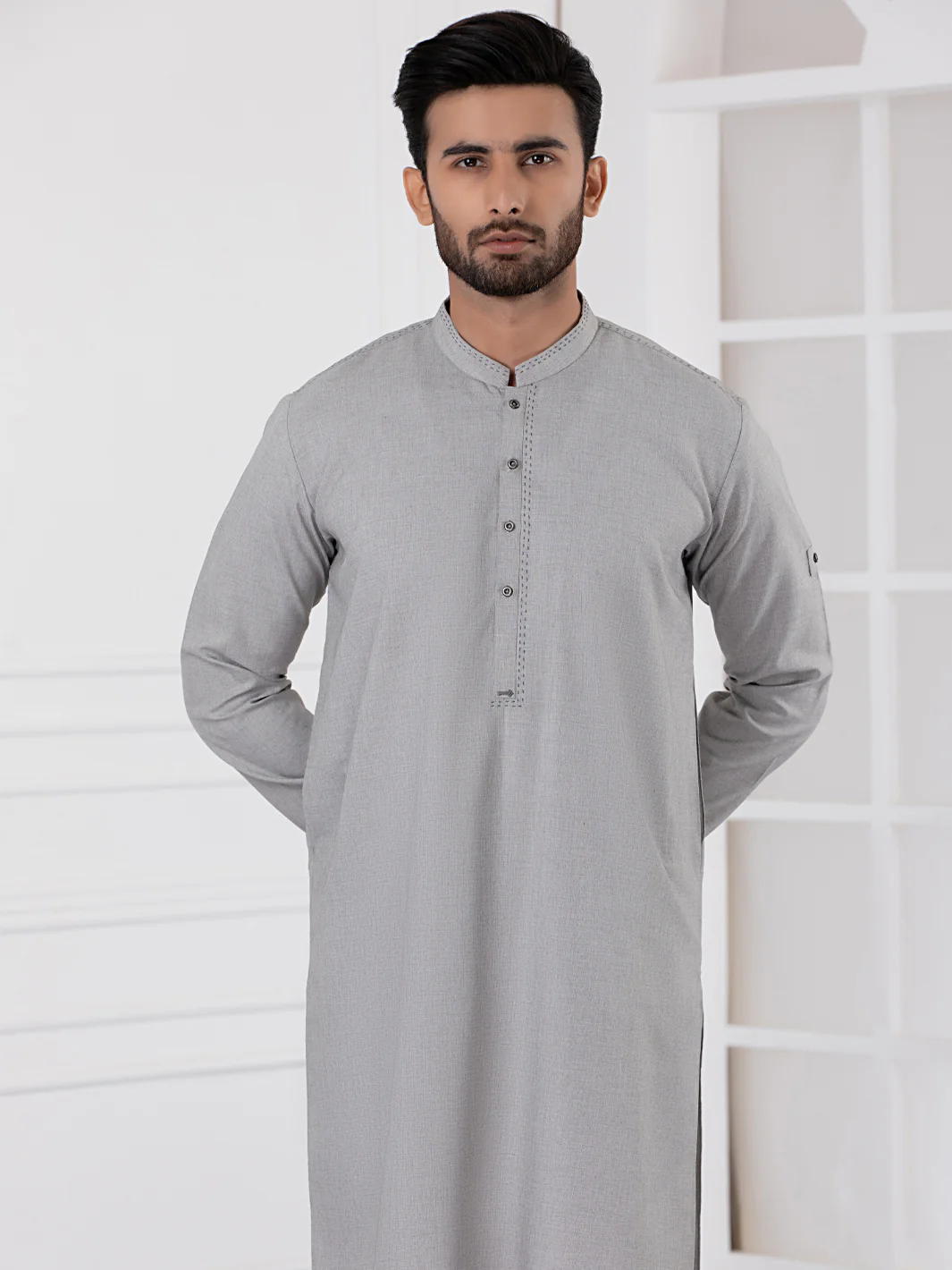 Grey Kurta Blended Trouser - AL-KT-2758 - Image 5