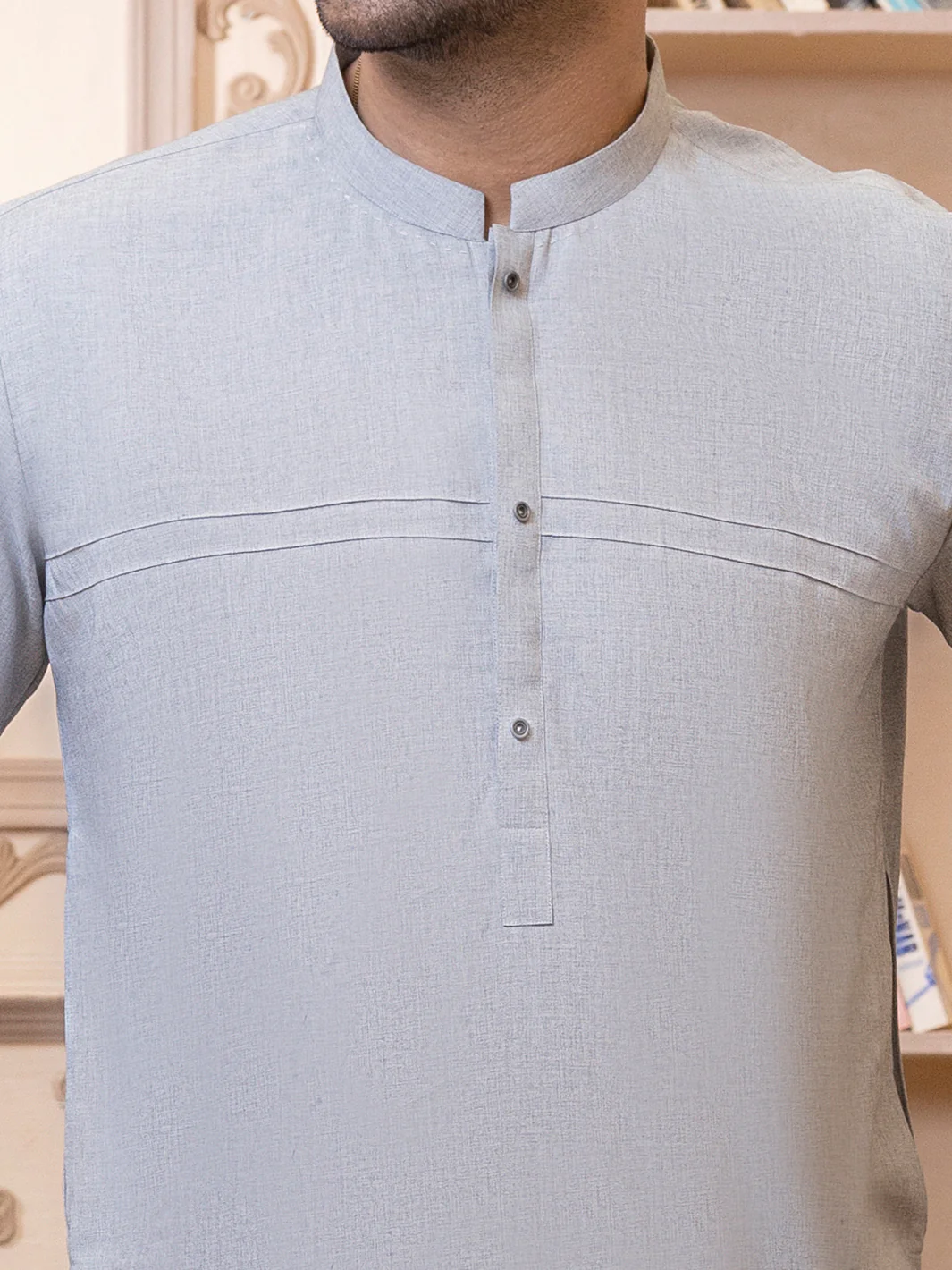Light Grey Blended Kurta Trouser - AL-KT-2762 - Image 3