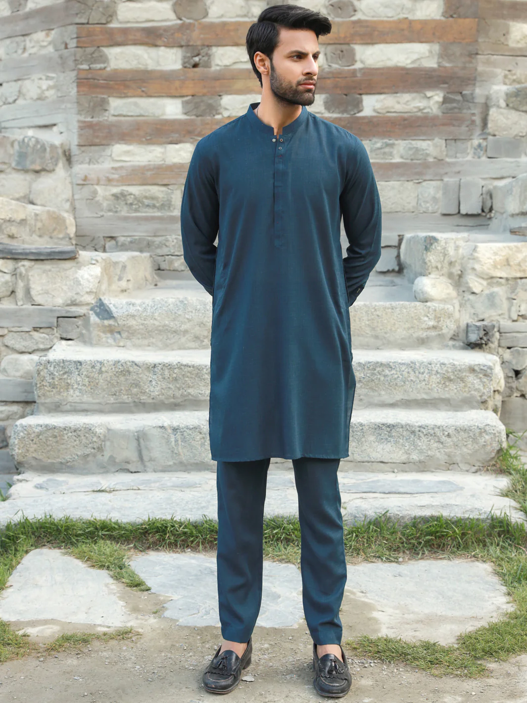 Teal Blue Kurta Trouser - AL-KT-2786