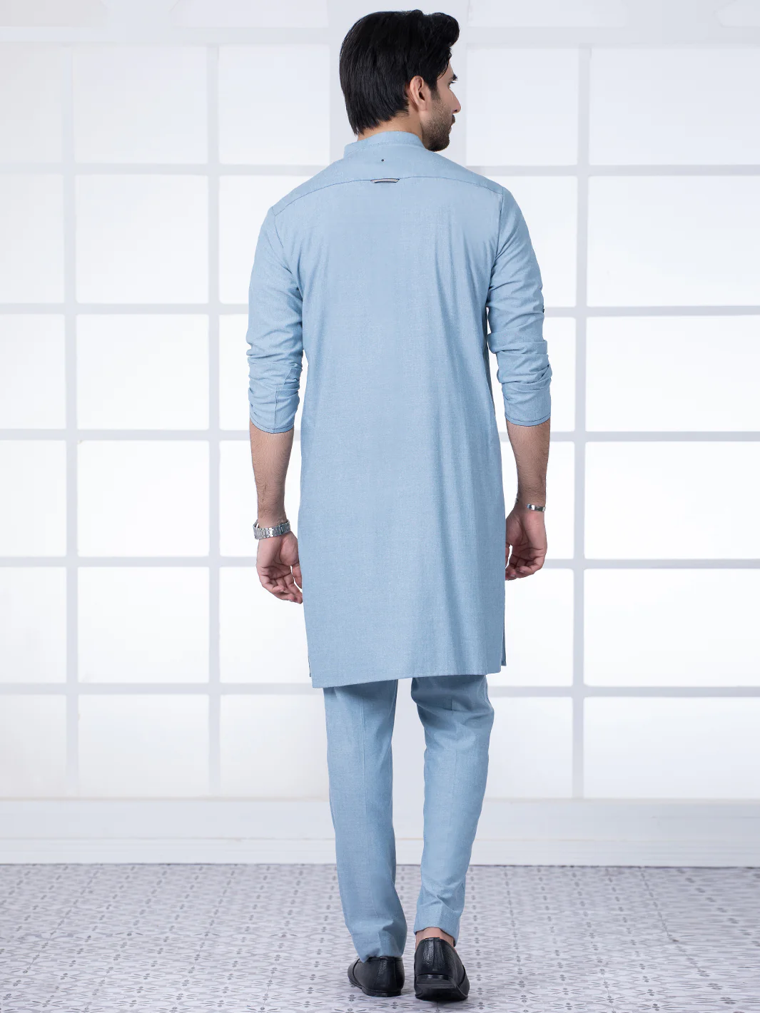 Bluish Grey Blended Kurta Trouser - AL-KT-2798 - Image 2