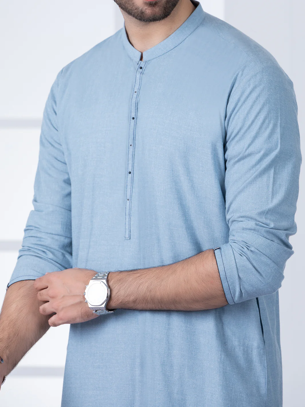 Bluish Grey Blended Kurta Trouser - AL-KT-2798 - Image 3