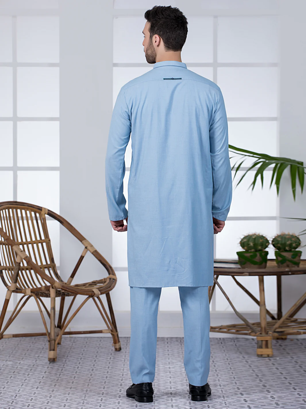 Light Blue Blended Kurta Trouser - AL-KT-2799 - Image 2
