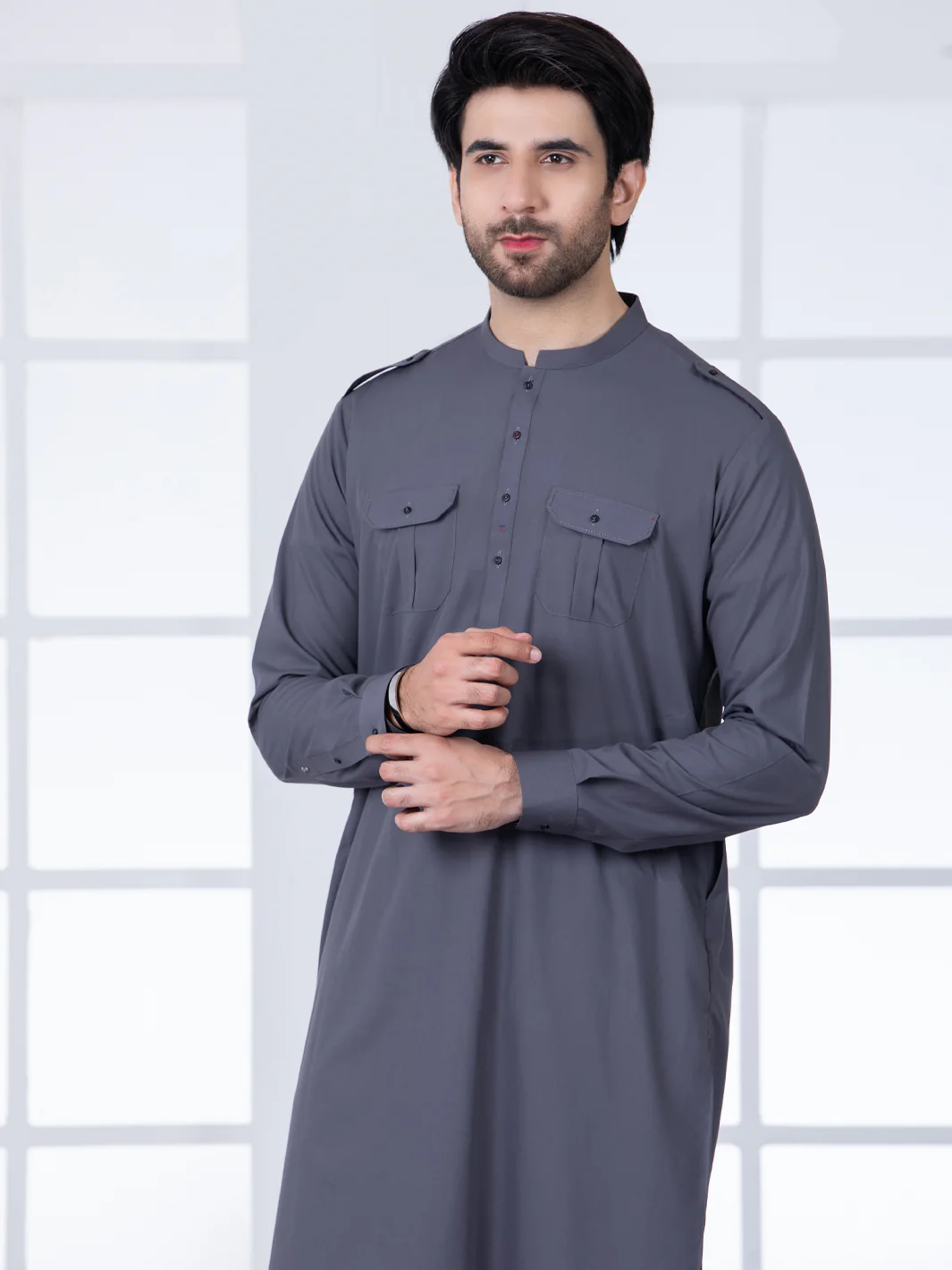 Grey Blended Kurta Trouser - AL-KT-2809 - Image 5