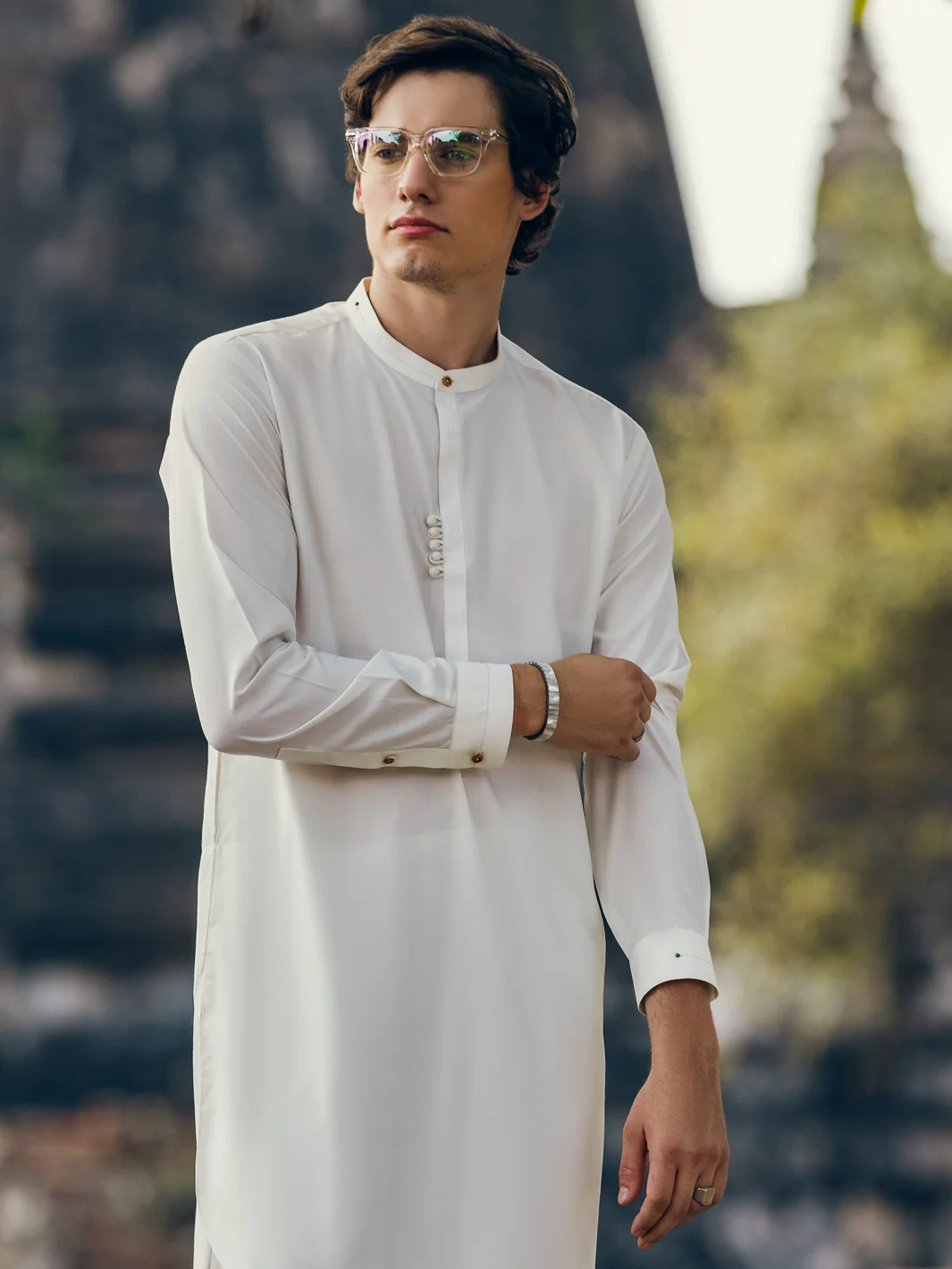 White Kurta Trousers - AL-KT-2829 - Image 2