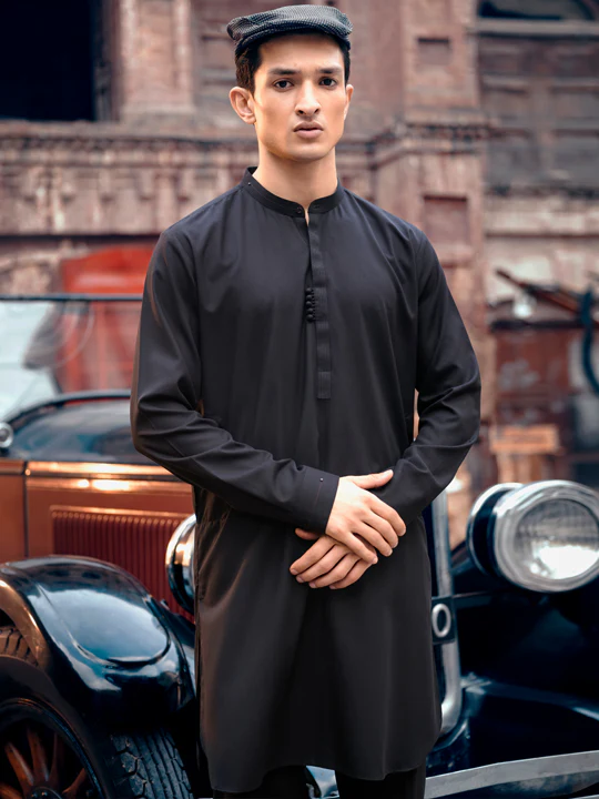 Black Blended Kurta Trouser - AL-KT-2831 - Image 4