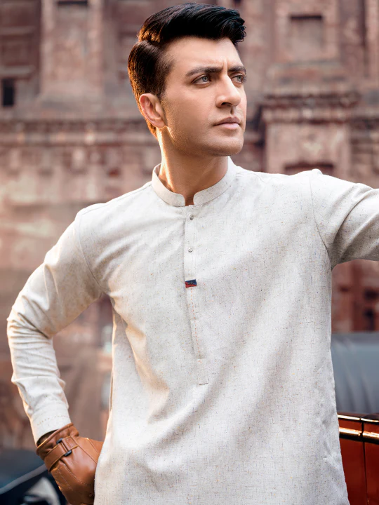 Beige Blended Kurta Trouser - AL-KT-2835 - Image 4