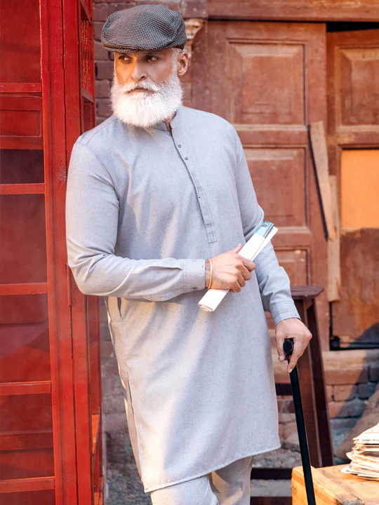 Light Grey Blended Kurta Trouser - AL-KT-2841 - Image 4