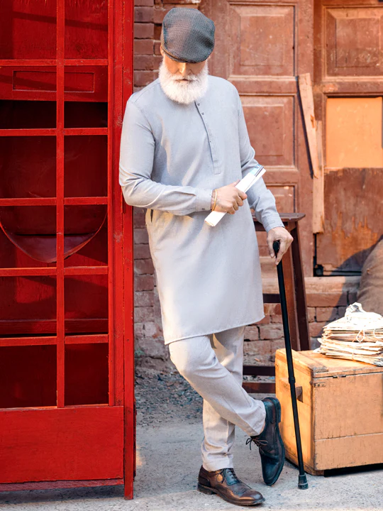 Light Grey Blended Kurta Trouser - AL-KT-2841 - Image 6