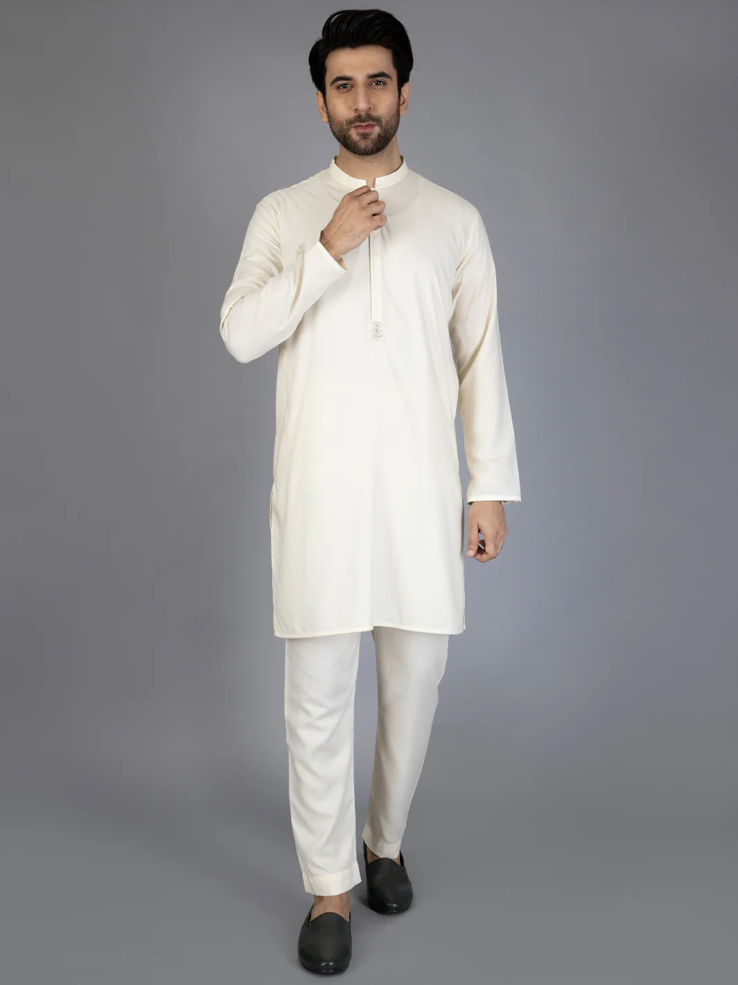 Off White Blended Kurta Trouser - AL-KT-2867