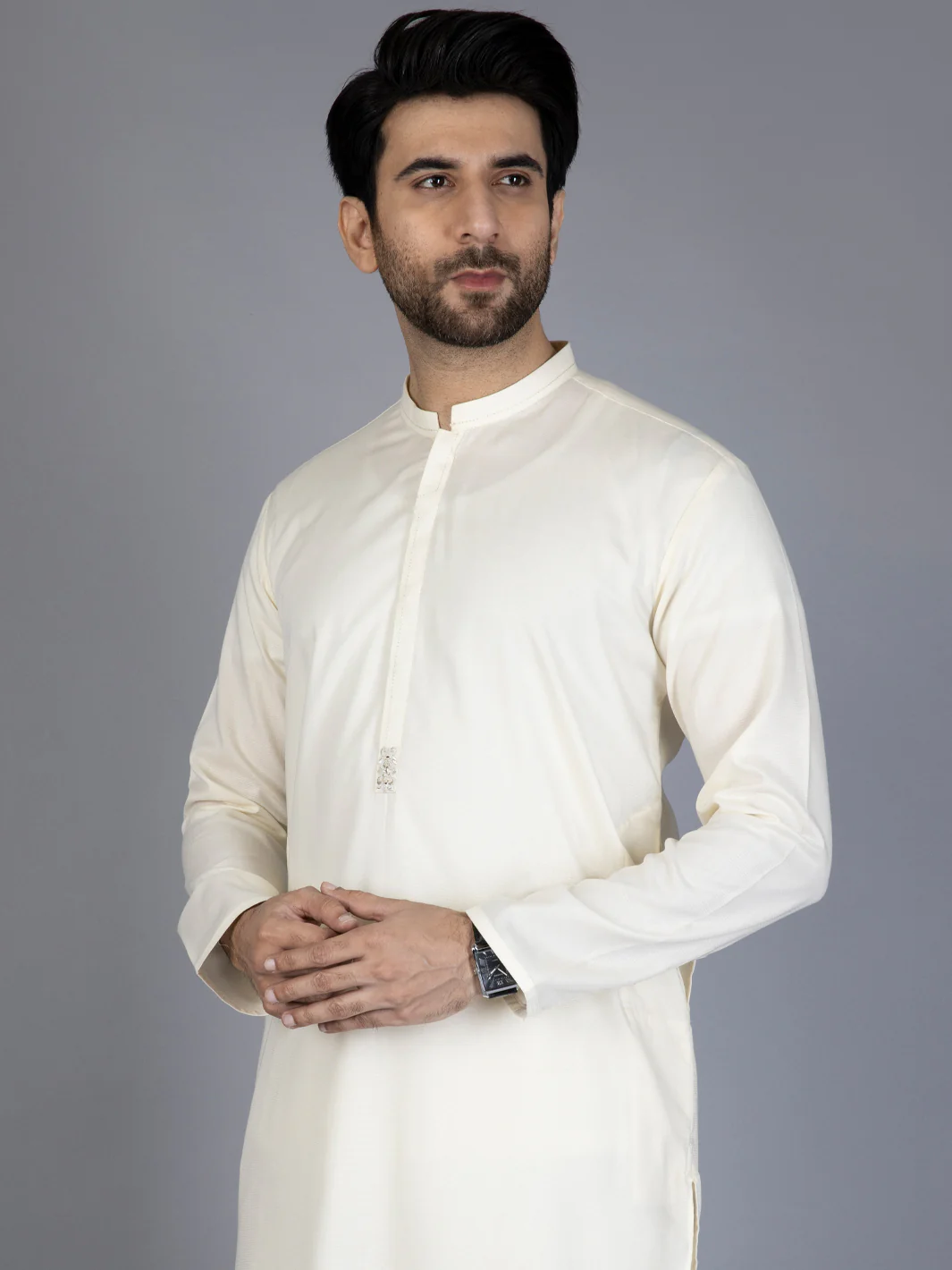 Off White Blended Kurta Trouser - AL-KT-2867 - Image 4