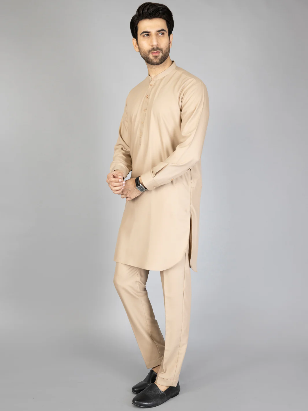 Beige Blended Kurta Trouser - AL-KT-2875