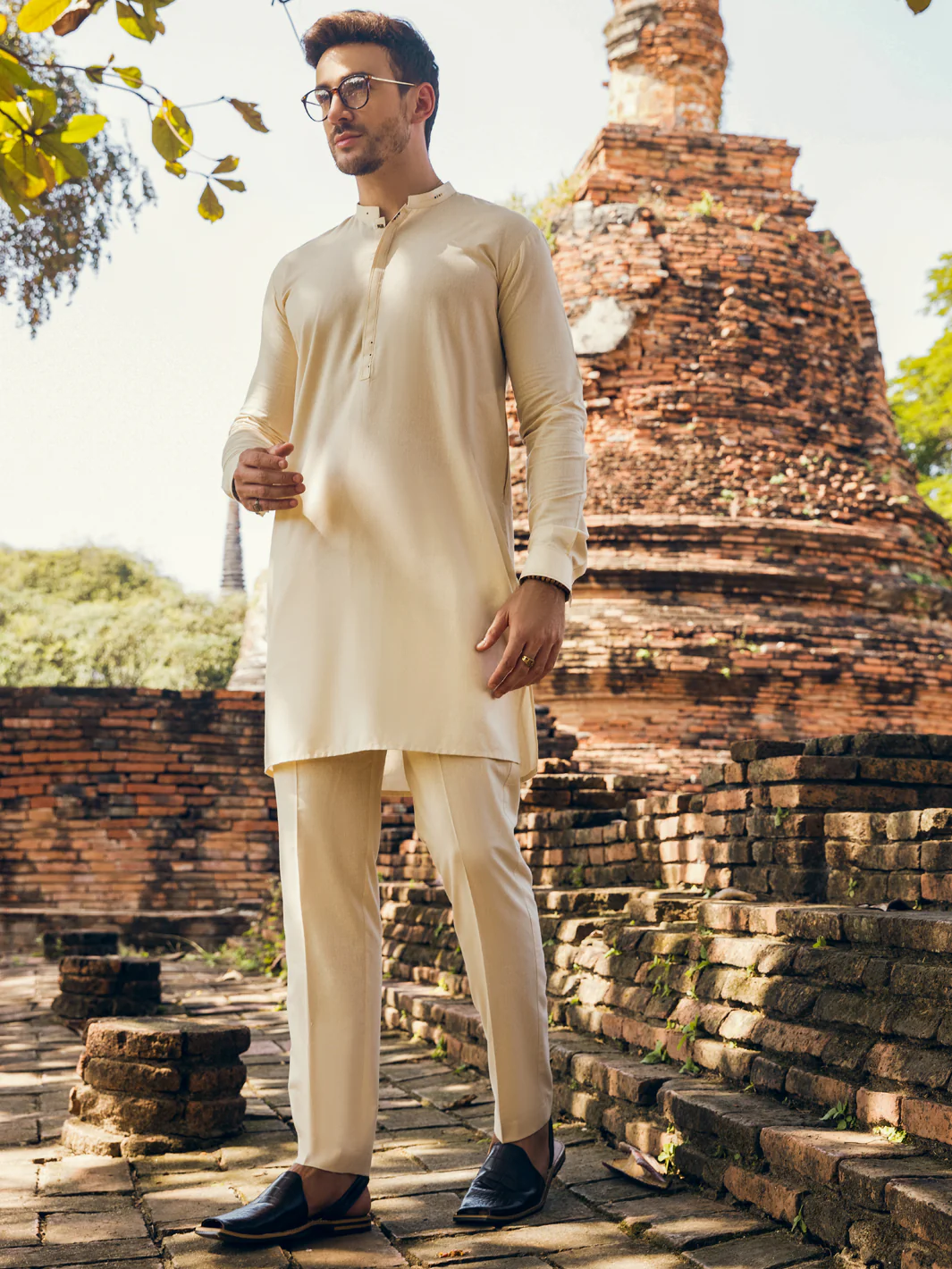 Cream Kurta Trousers - AL-KT-2904