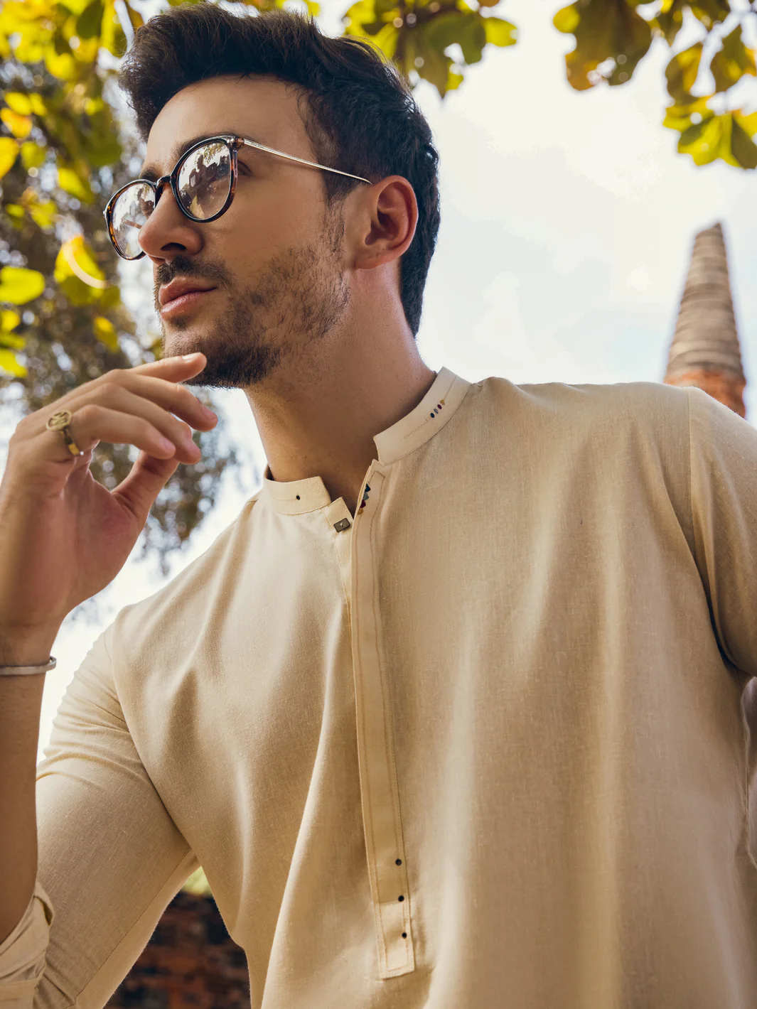 Cream Kurta Trousers - AL-KT-2904 - Image 2