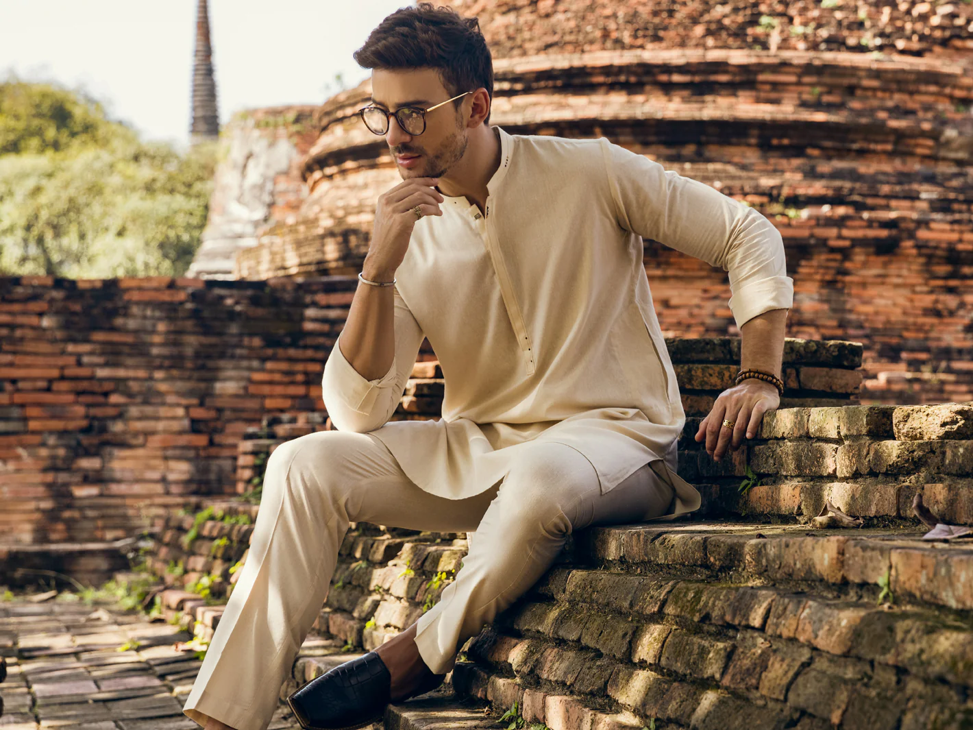 Cream Kurta Trousers - AL-KT-2904 - Image 4