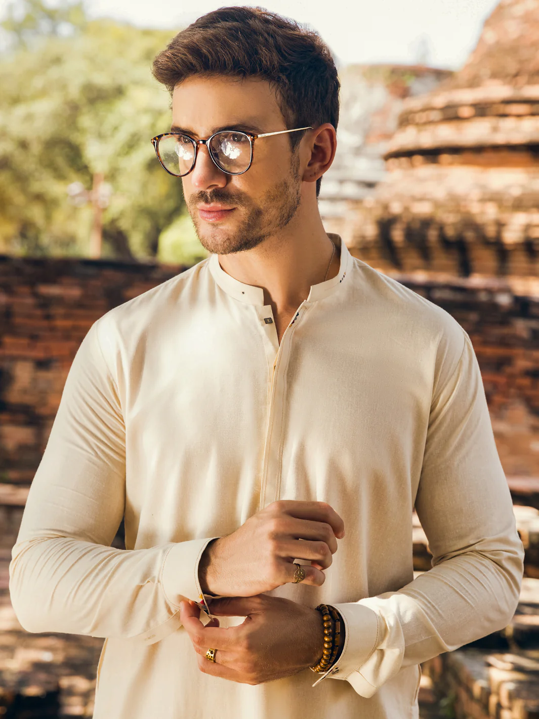 Cream Kurta Trousers - AL-KT-2904 - Image 5