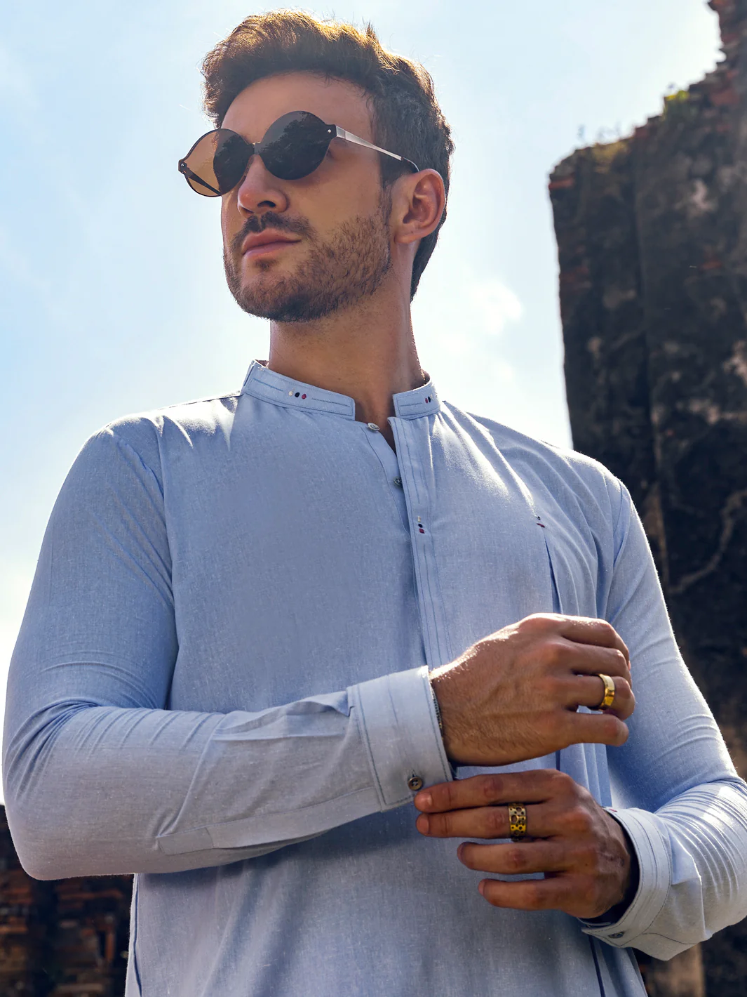 Light Blue Kurta Trousers - AL-KT-2908 - Image 4