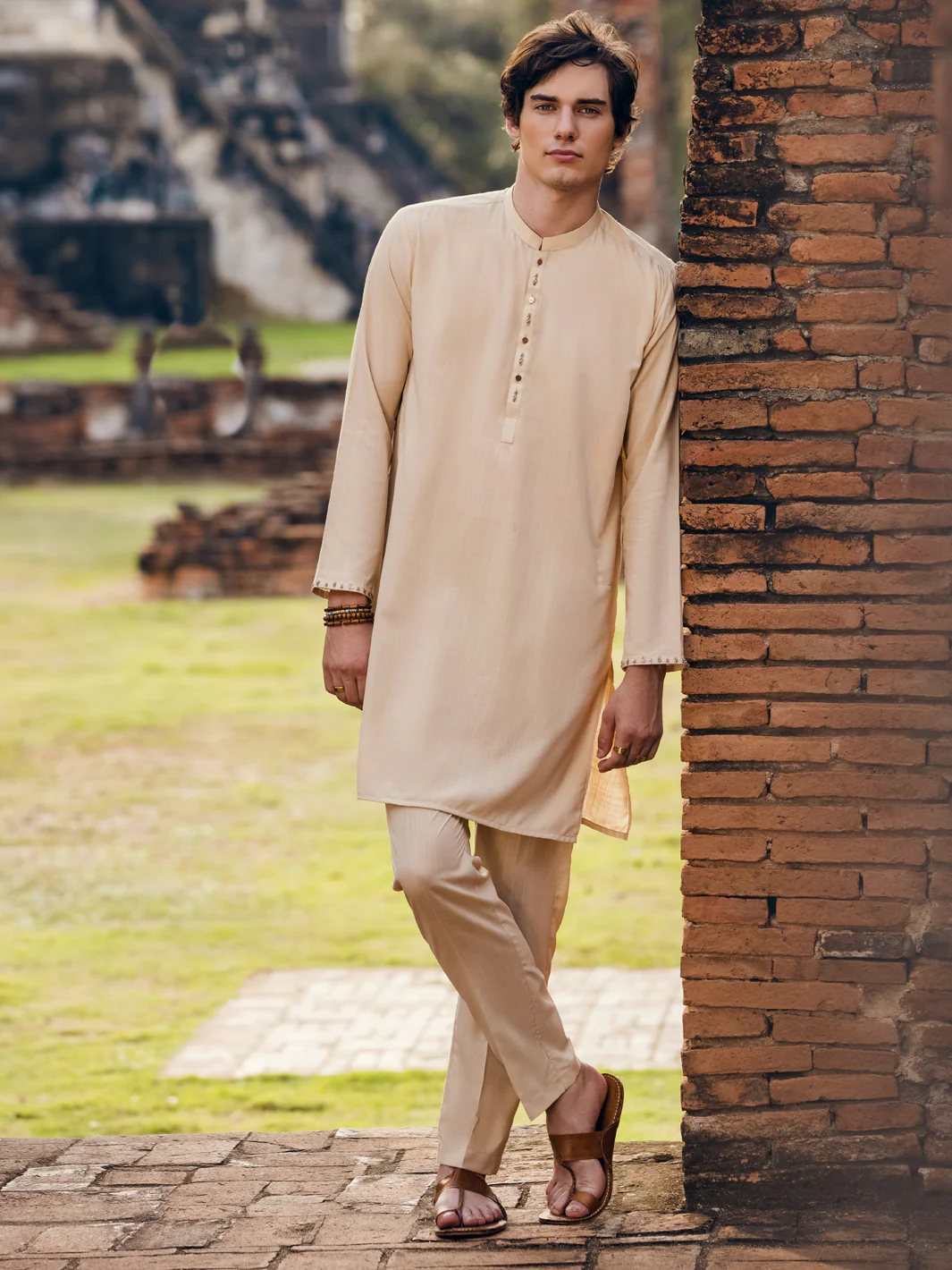 Cream Kurta Trousers - AL-KT-2924