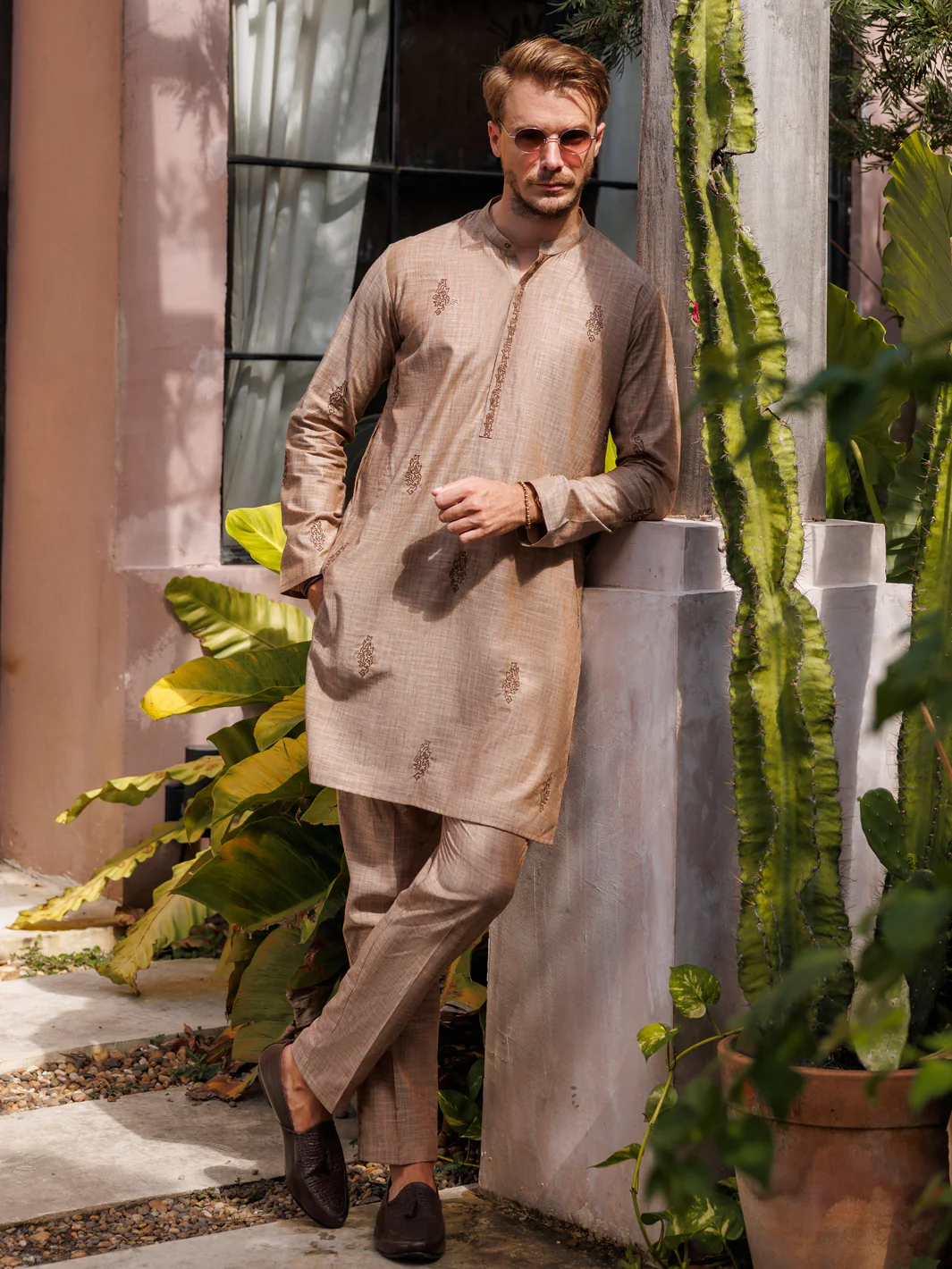 Light Brown Cotton Kurta Trouser - AL-KT-2929