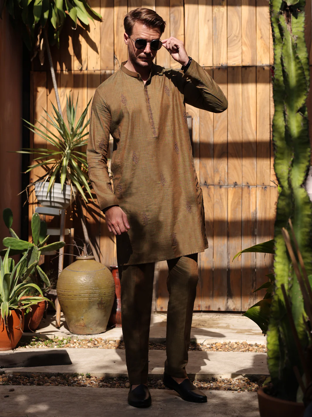 Green Cotton Kurta Trouser - AL-KT-2930