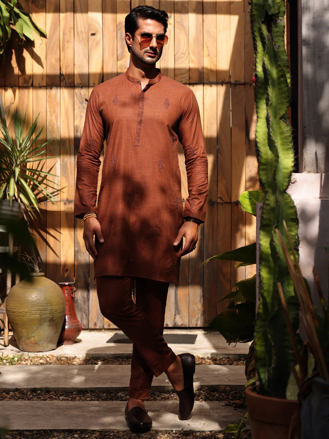 Rust Cotton Kurta Trouser - AL-KT-2931 - Image 3