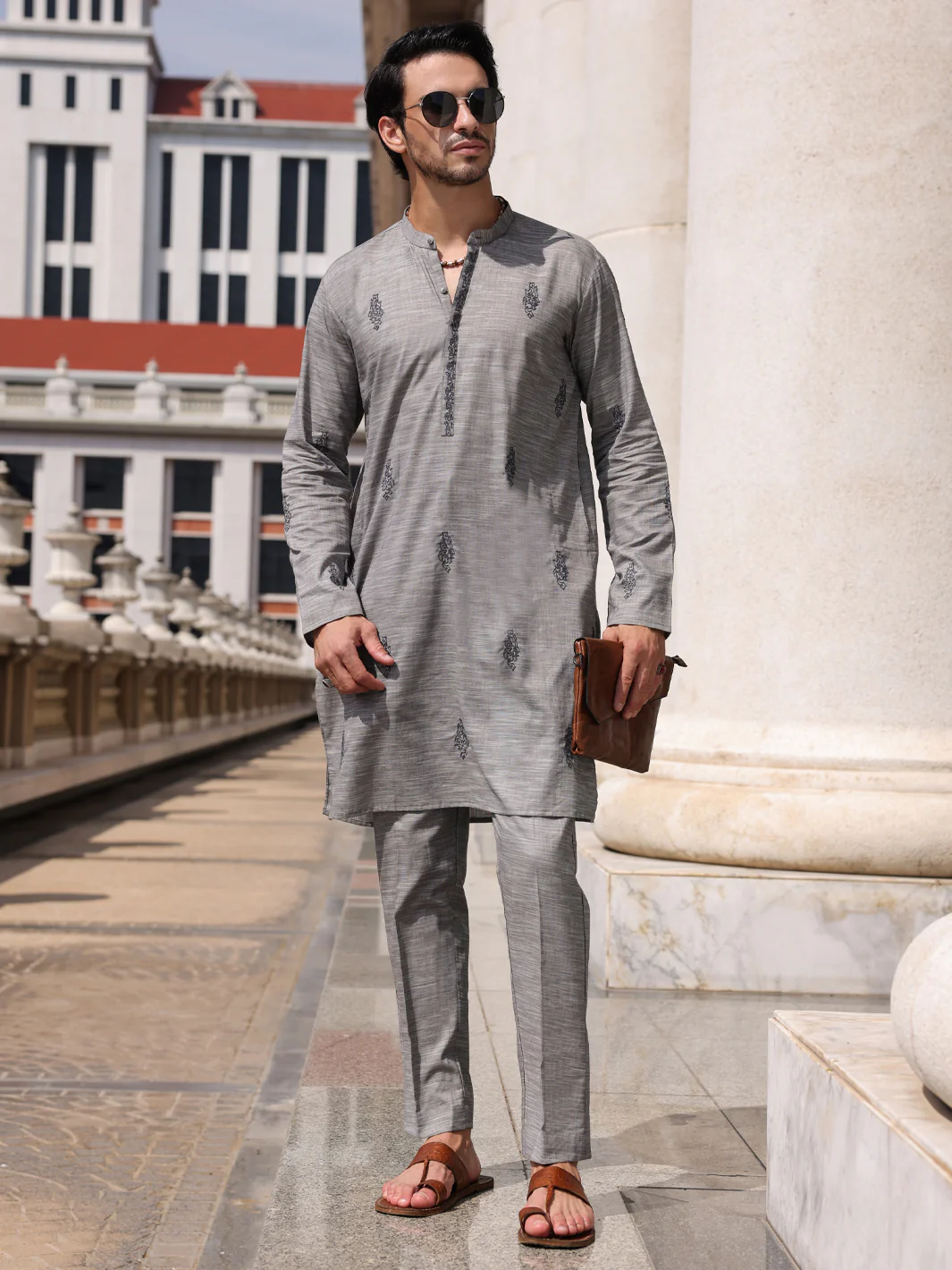 Grey Cotton Kurta Trouser - AL-KT-2932