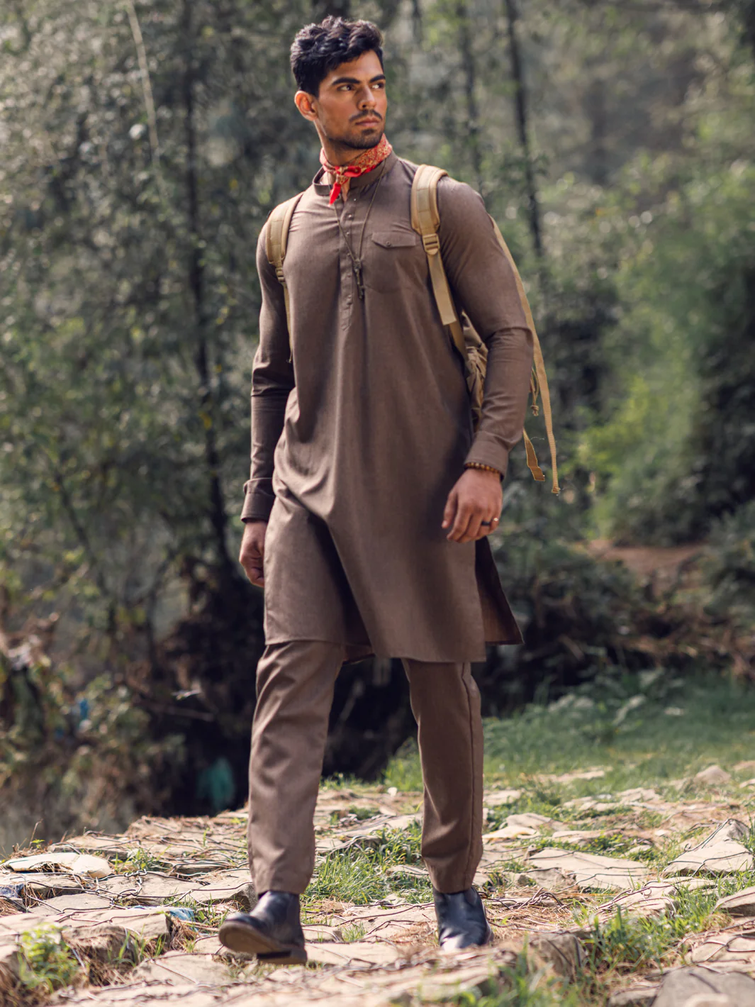 Brown Kurta Trousers - AL-KT-2936