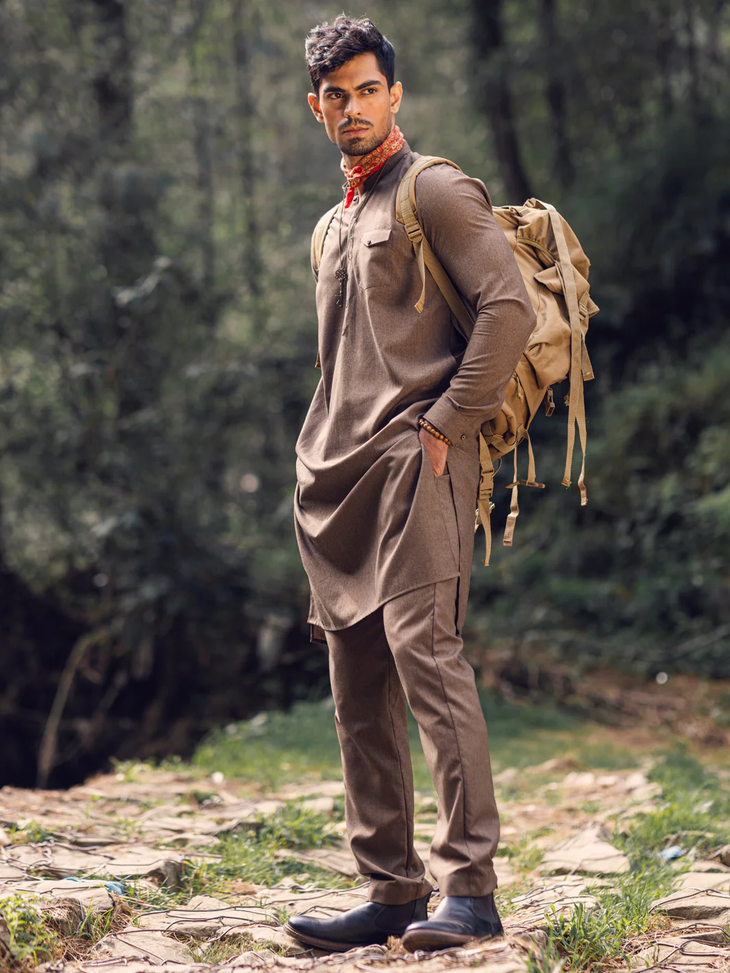 Brown Kurta Trousers - AL-KT-2936 - Image 4