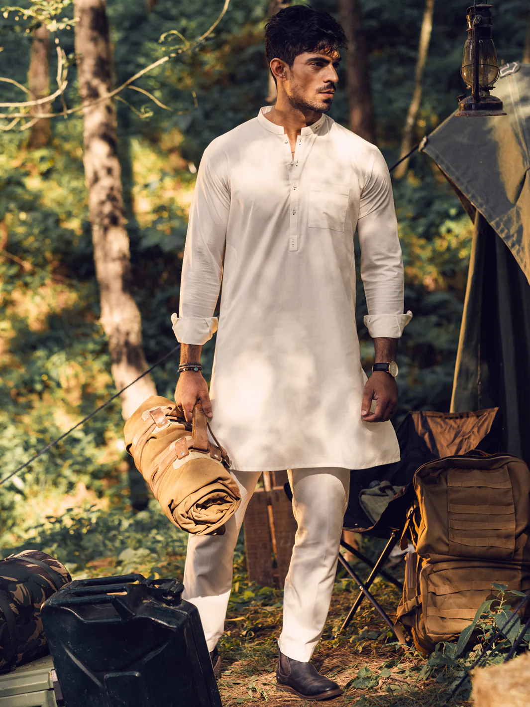 White Kurta Trousers - AL-KT-2943 - Image 3