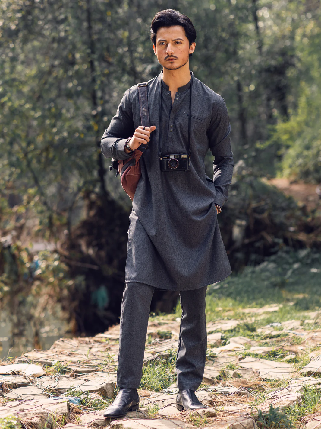 Grey Kurta Trousers - AL-KT-2961 - Image 5