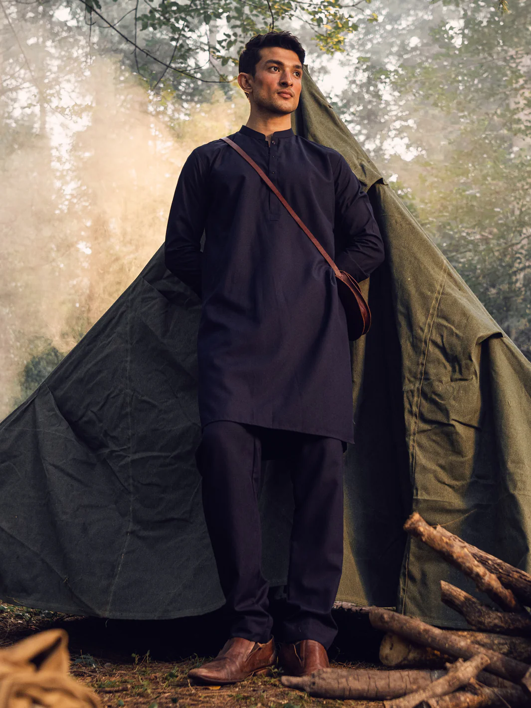 Dark Blue Kurta Trousers - AL-KT-2962 - Image 3