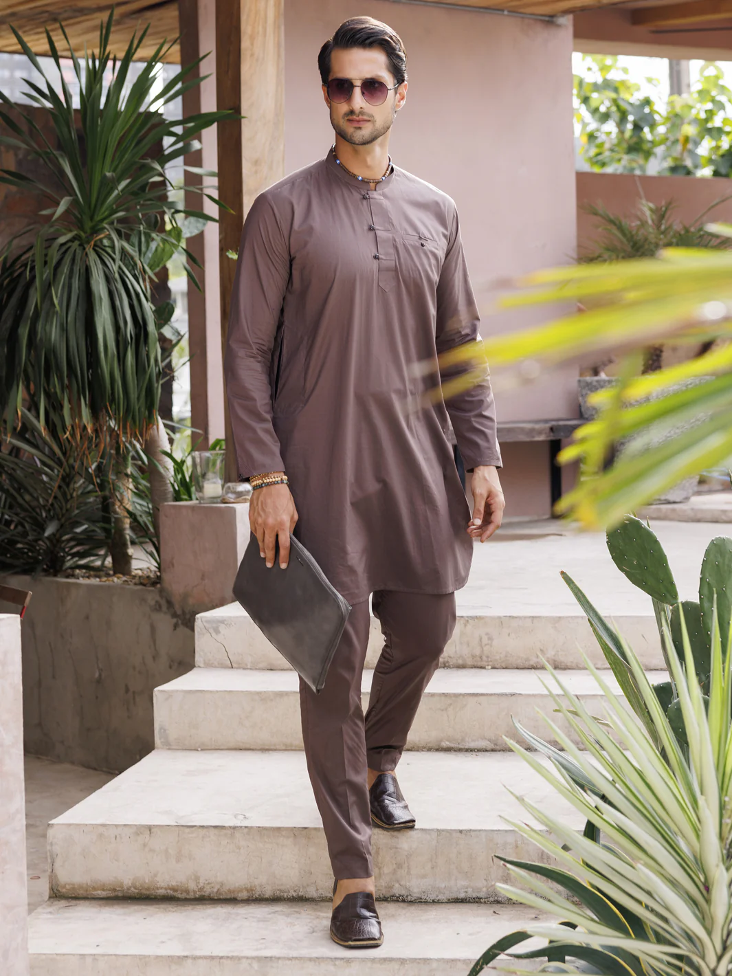 Brown Cotton Kurta Trouser - AL-KT-2978