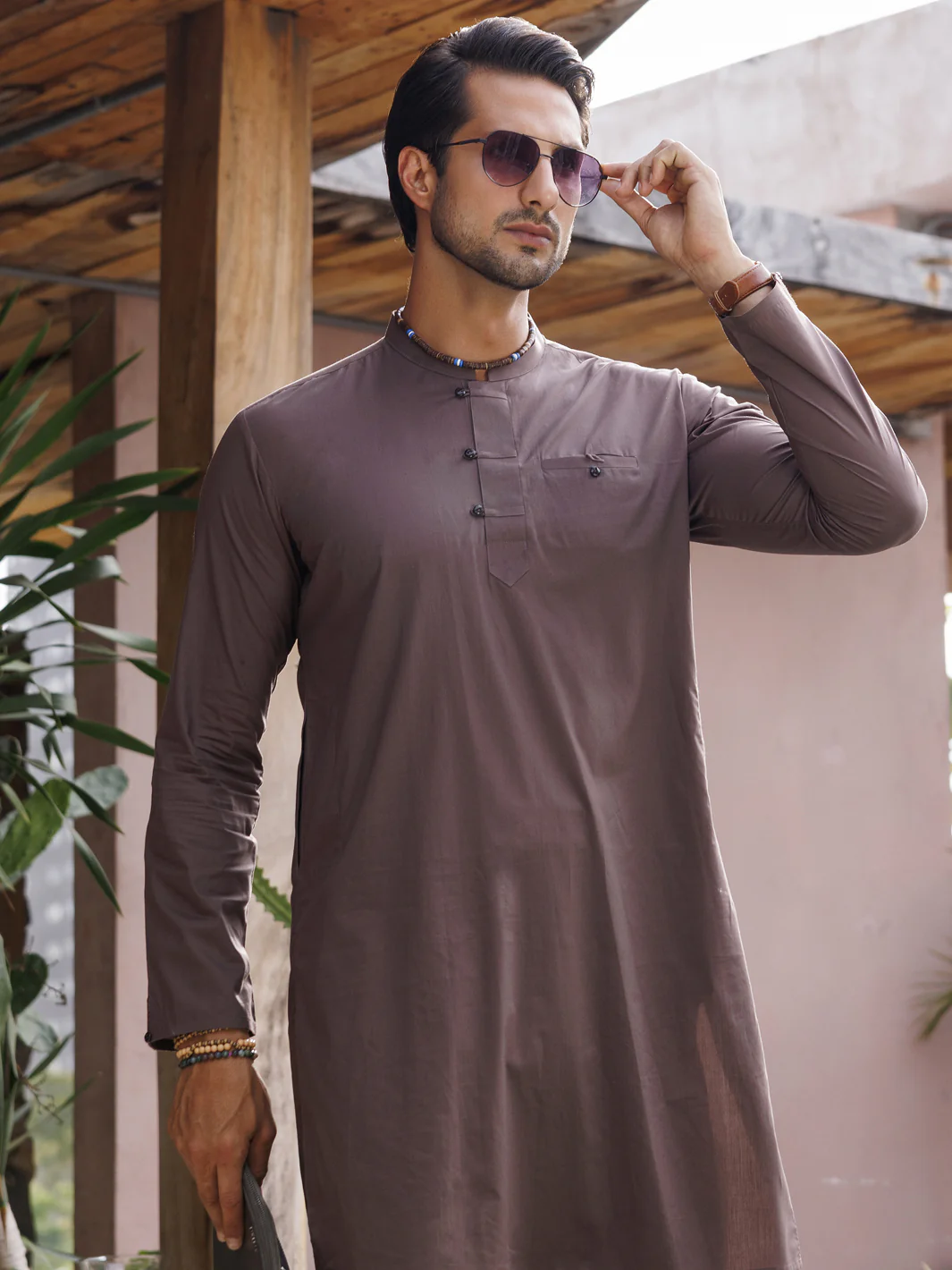 Brown Cotton Kurta Trouser - AL-KT-2978 - Image 4