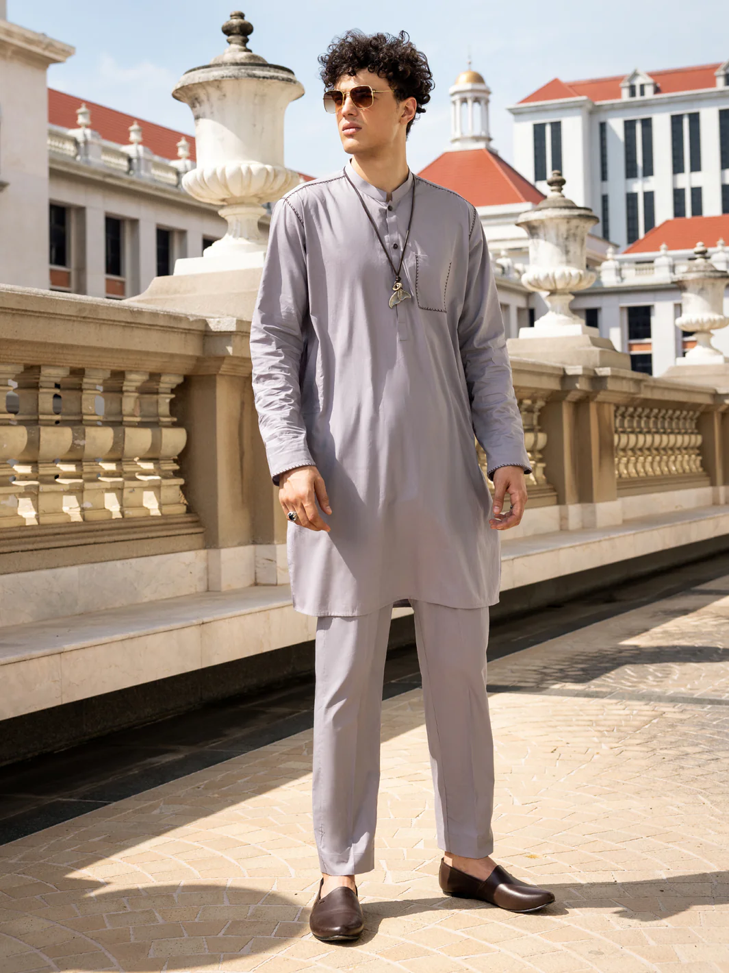 Dull Purple Cotton Kurta Trouser - AL-KT-2988