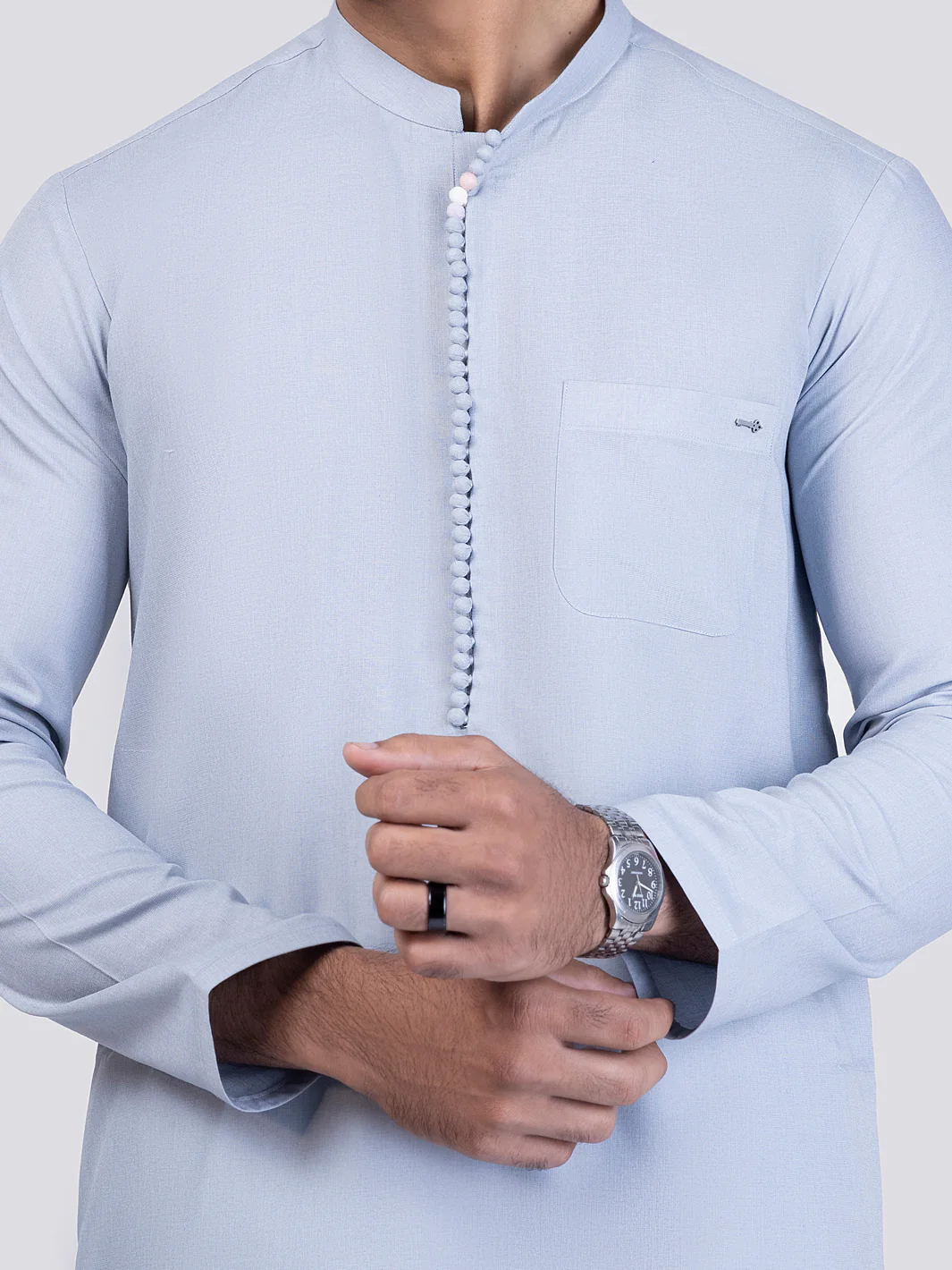 Light Blue Kurta Trousers - AL-KT-3012 - Image 3