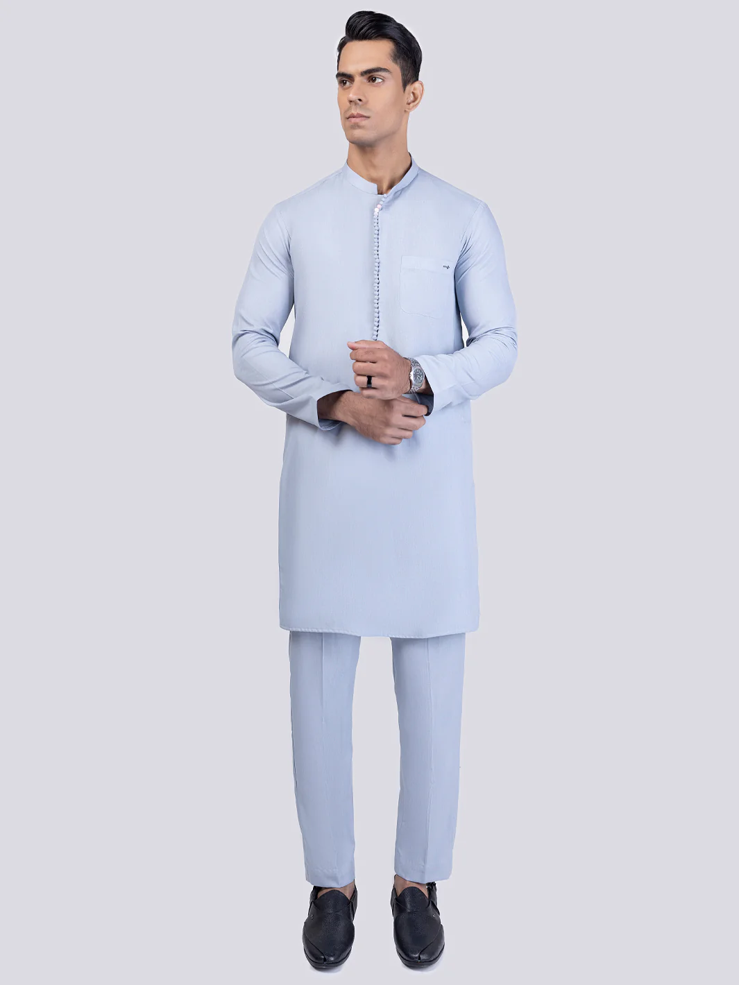 Light Blue Kurta Trousers - AL-KT-3012 - Image 4