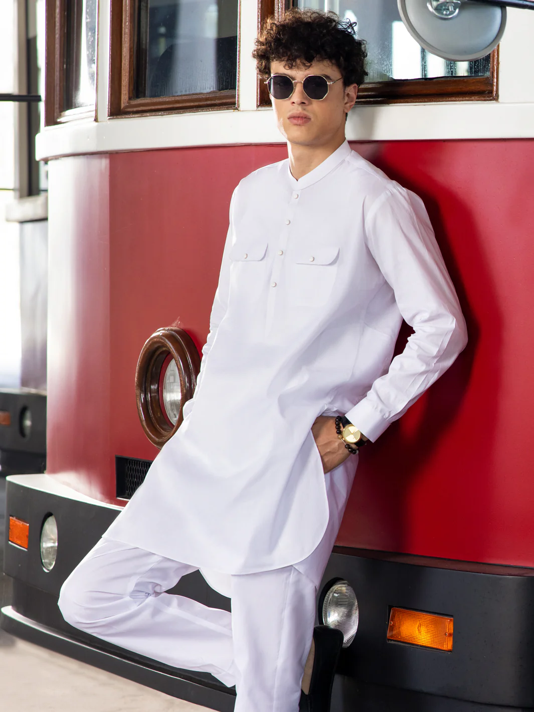 White Cotton Kurta Trouser - AL-KT-3042 - Image 2