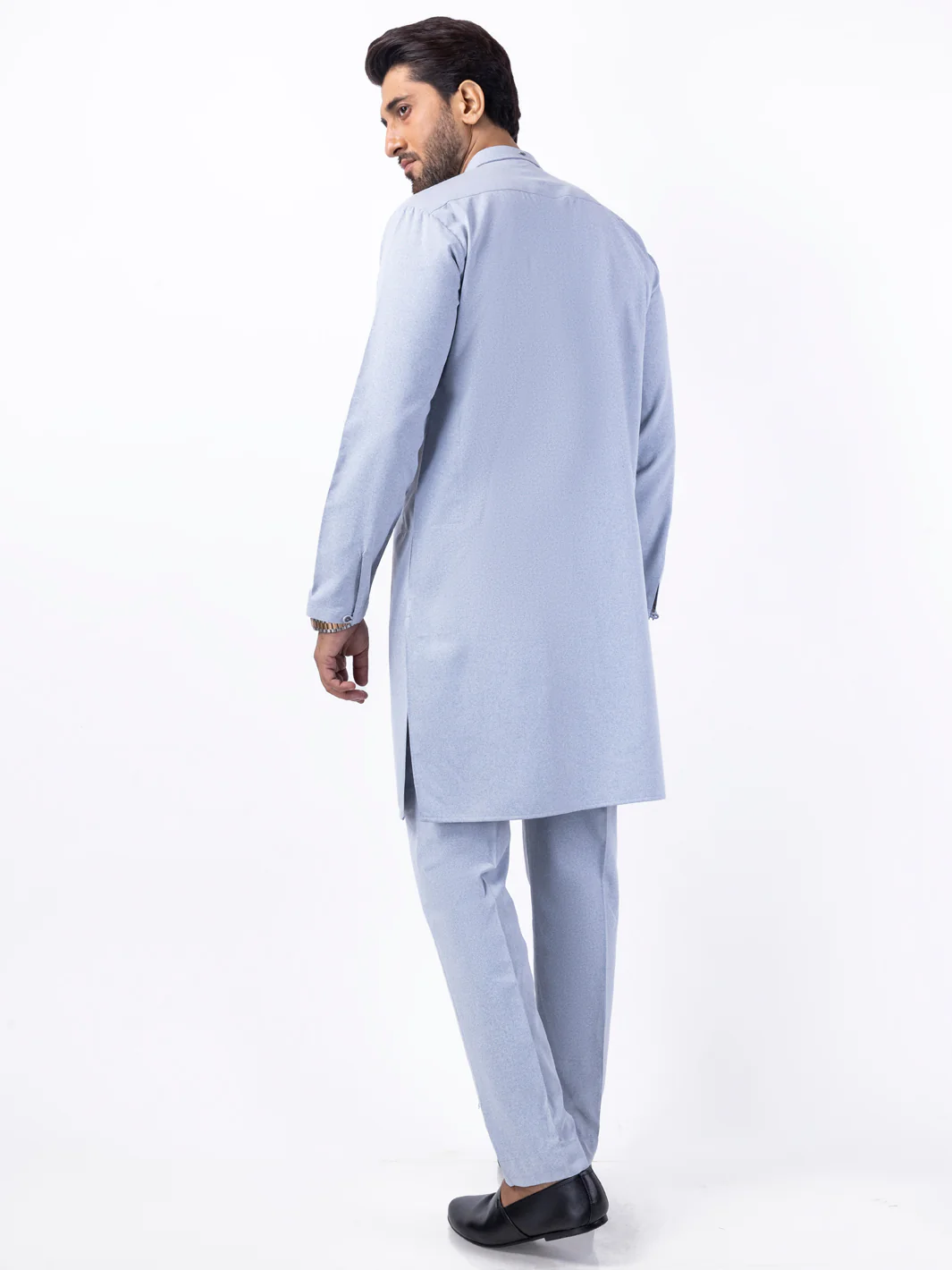Light Blue Blended Kurta Trouser - AL-KT-3045B - Image 4