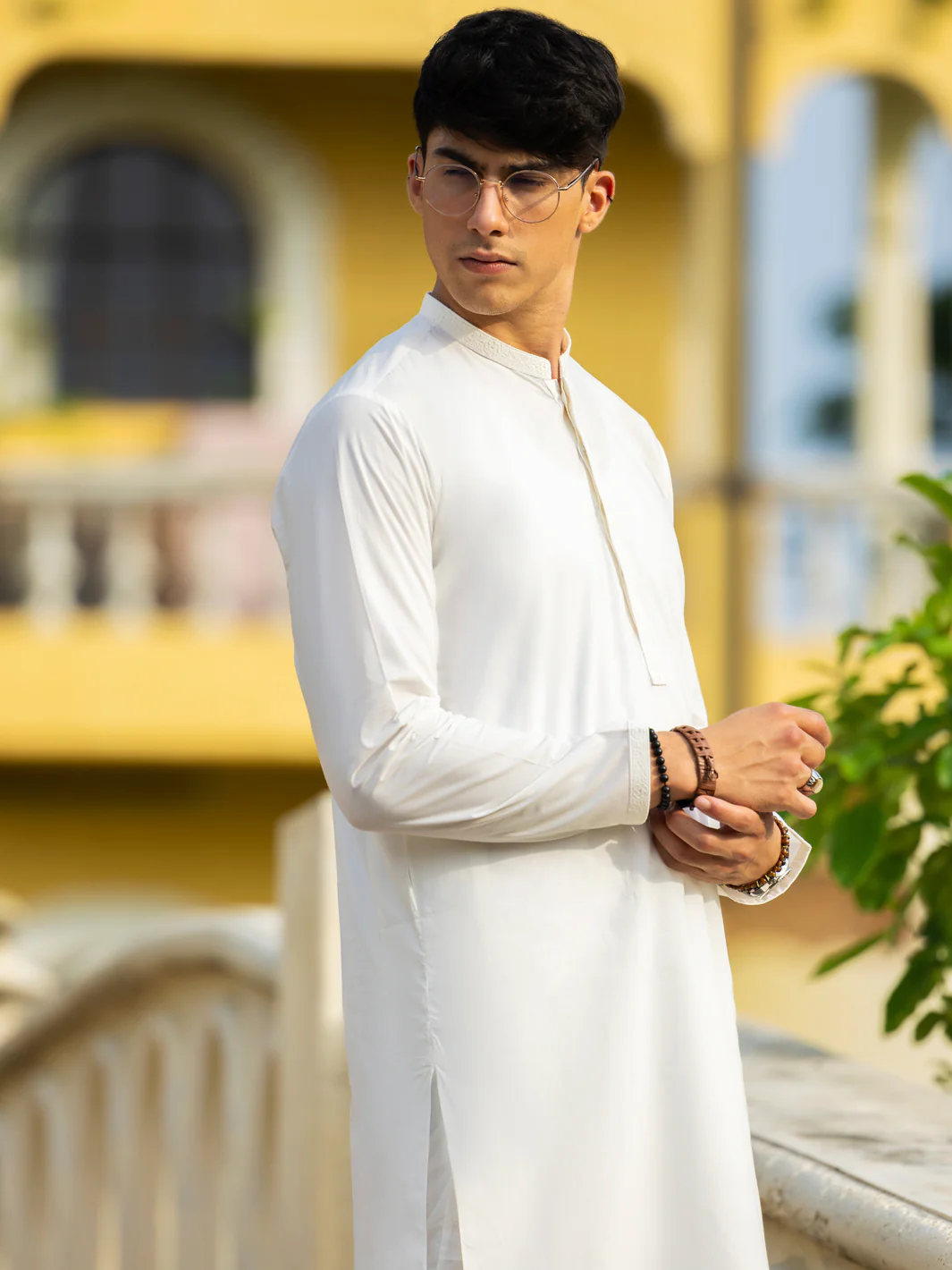 Off White Cotton Kurta Trouser - AL-KT-3057 - Image 2