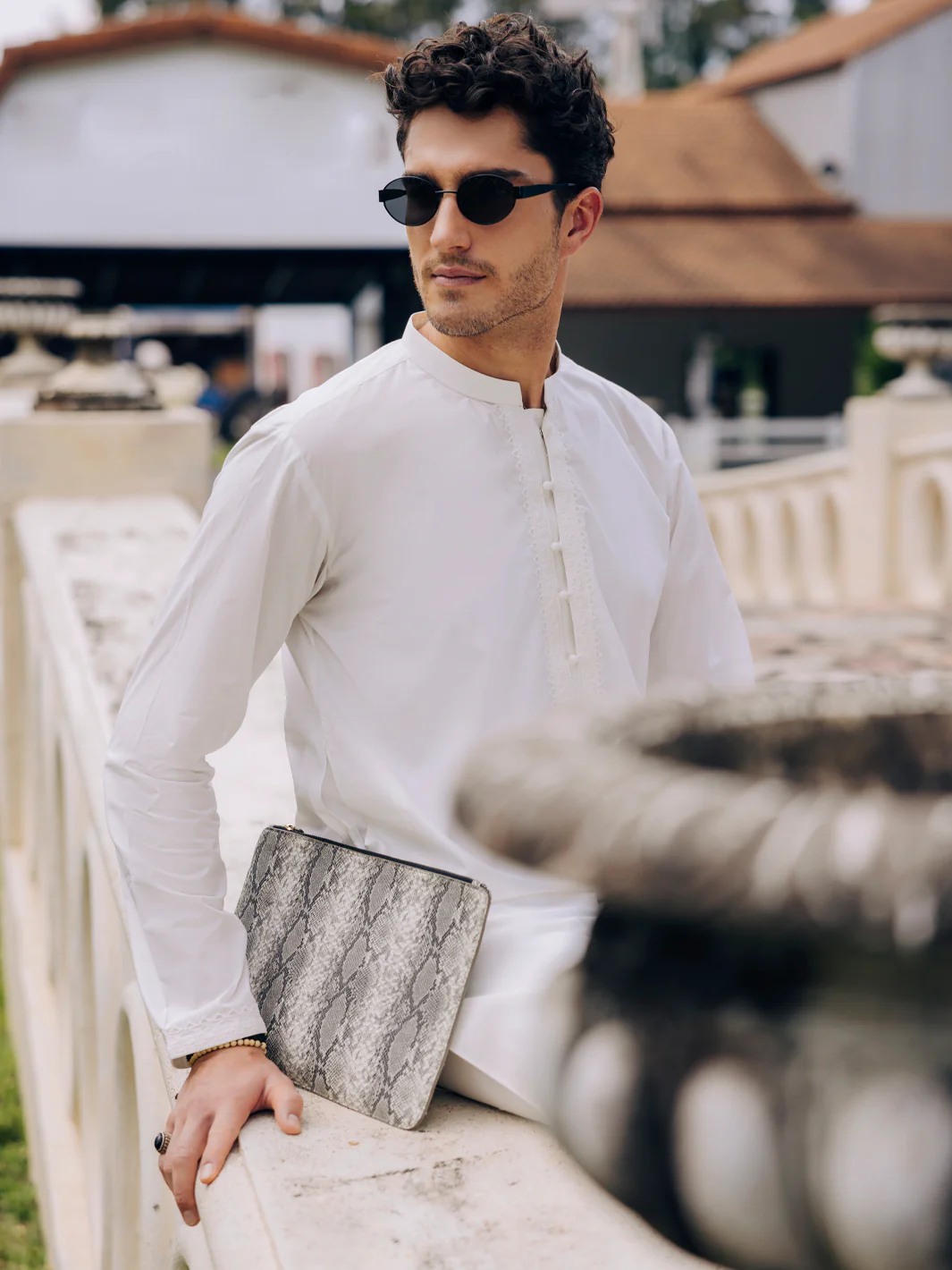 Off White Cotton Kurta Trouser - AL-KT-3058 - Image 2