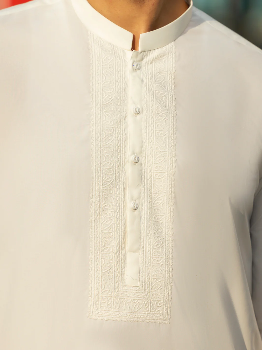 Off White Cotton Kurta Trouser - AL-KT-3060 - Image 3