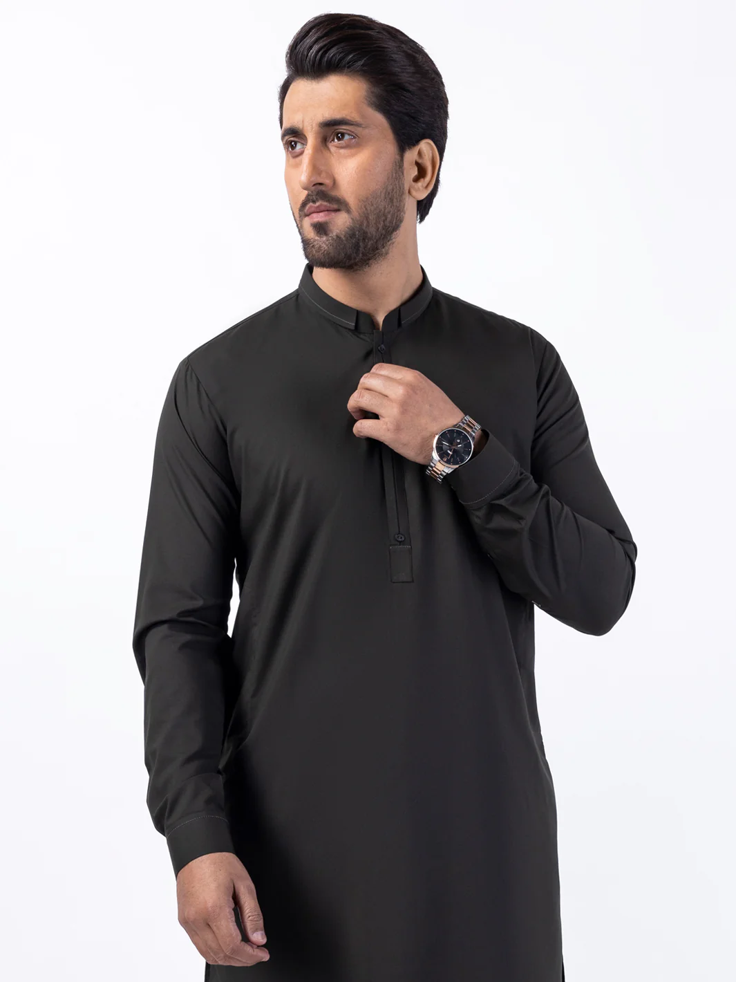 Dark Green Blended Kurta Trouser - AL-KT-3072 - Image 2