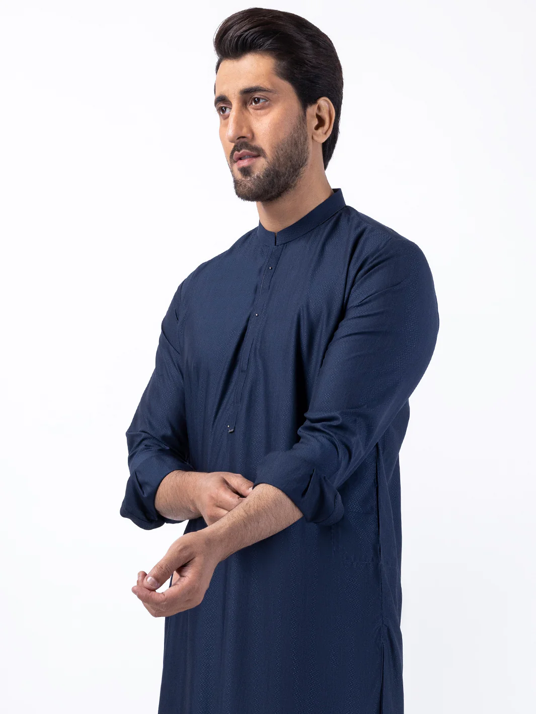 Navy Blue Blended Kurta Trouser - AL-KT-3086 - Image 2