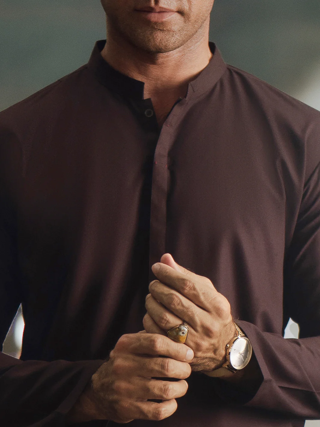 Dark Brown Blended Kurta Trouser - AL-KT-3091 - Image 4