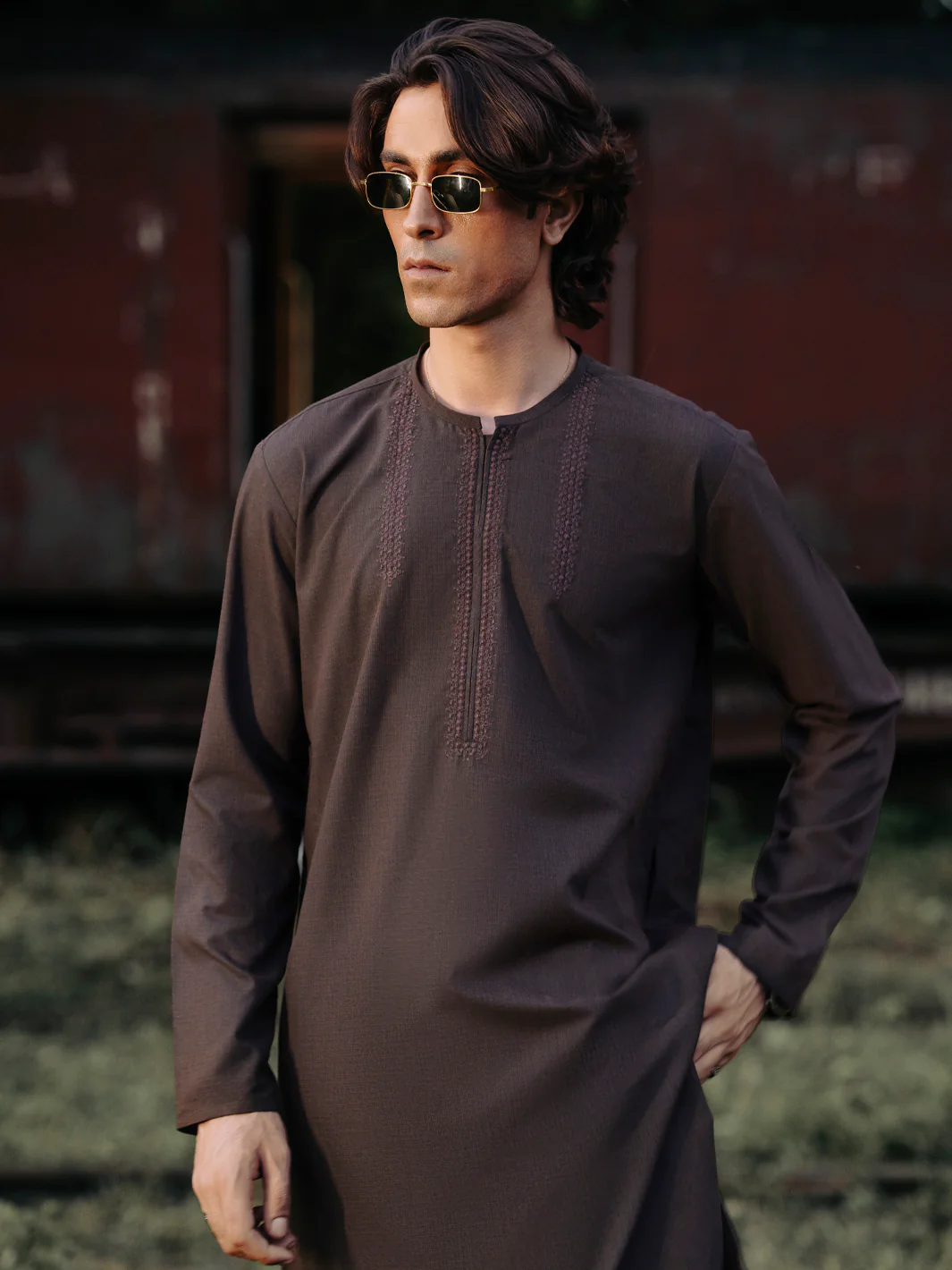 Brown Blended Kurta Trouser - AL-KT-3115 - Image 2