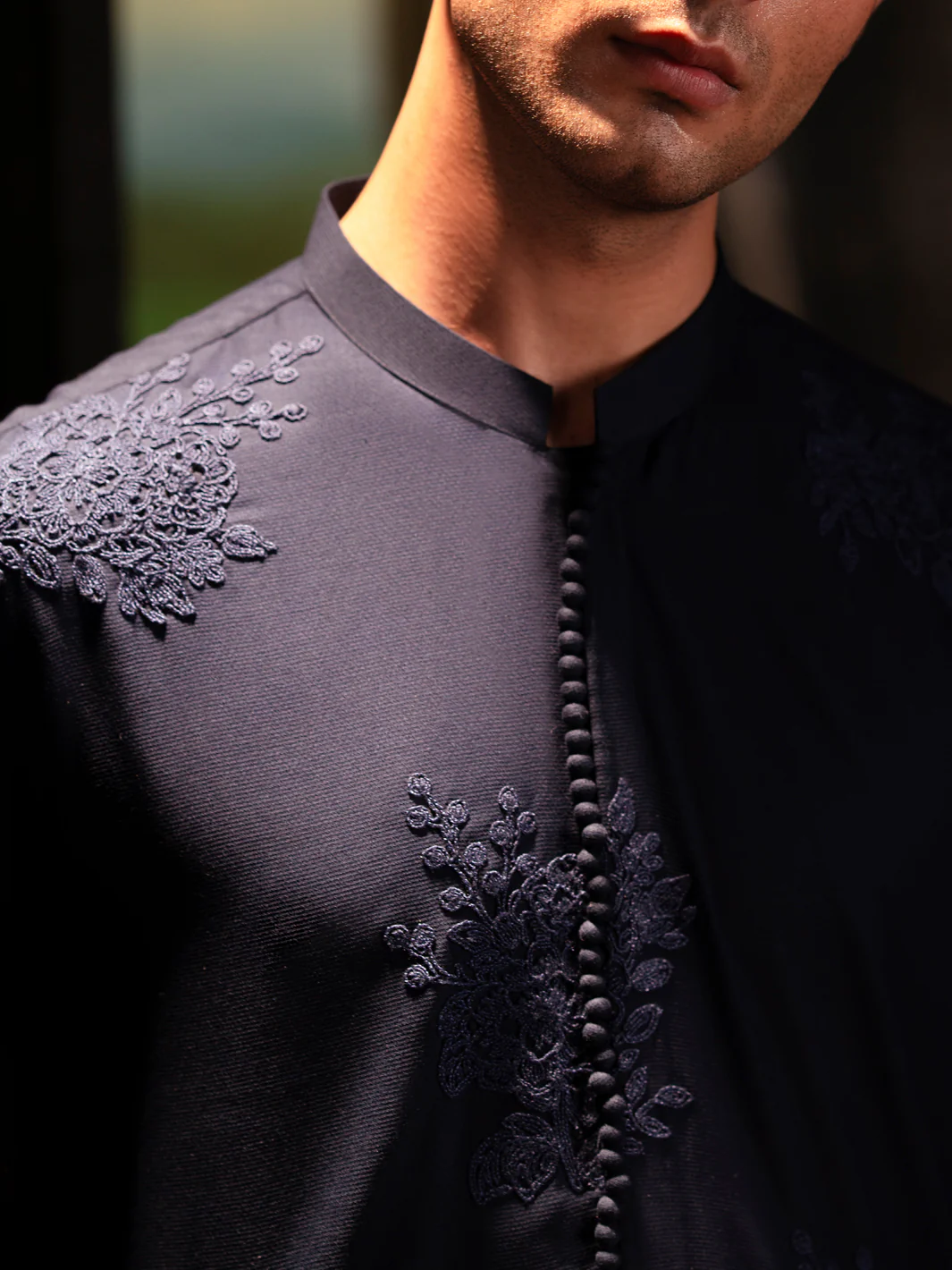 Navy Blue Blended Kurta Trouser - AL-KT-3126B - Image 5