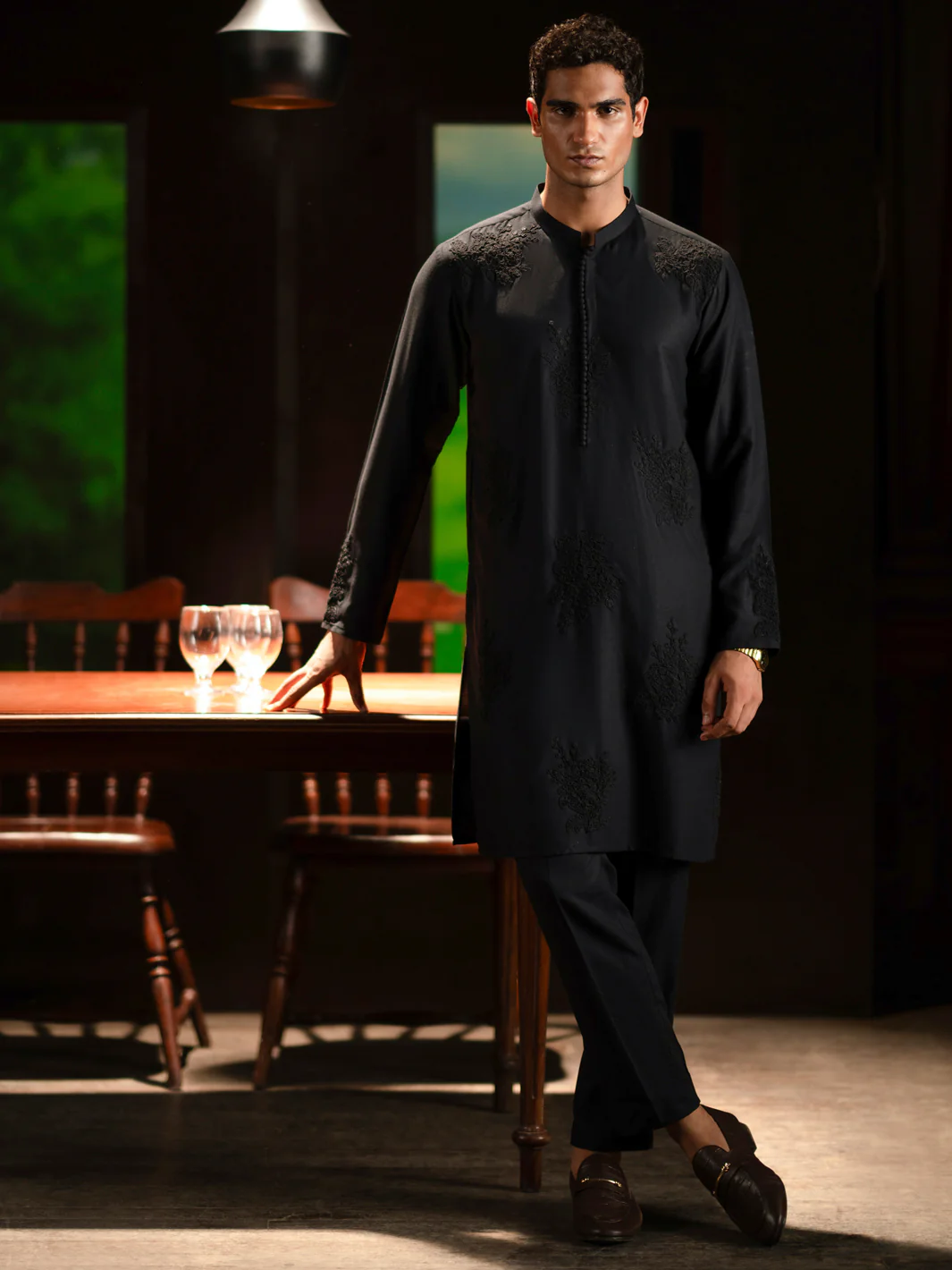Black Blended Kurta Trouser - AL-KT-3126C
