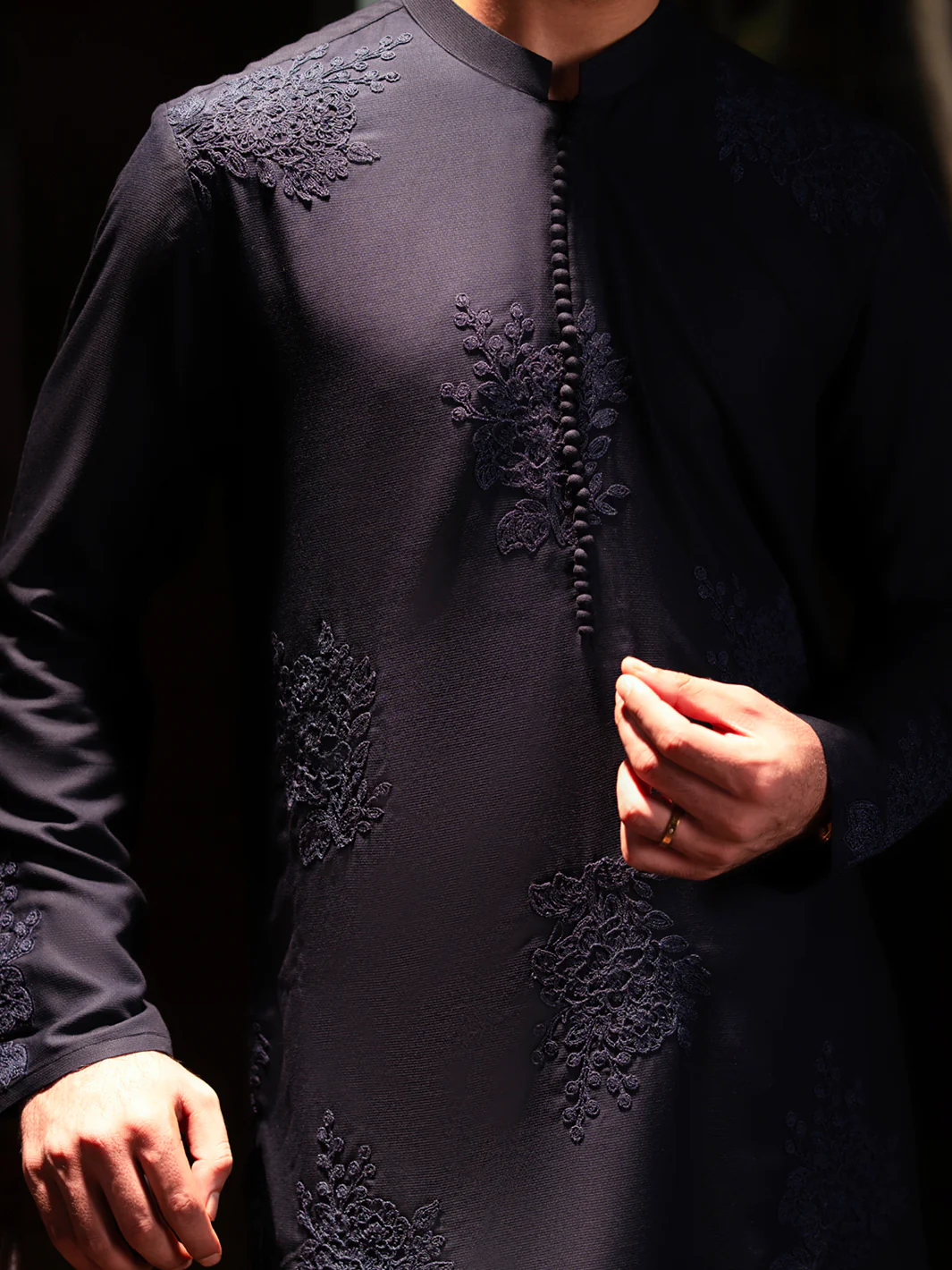 Black Blended Kurta Trouser - AL-KT-3126C - Image 4