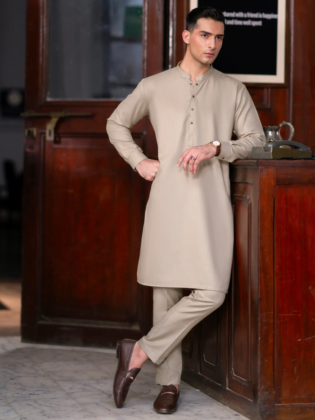Green Light Blended Kurta Trouser - AL-KT-3141 - Image 4