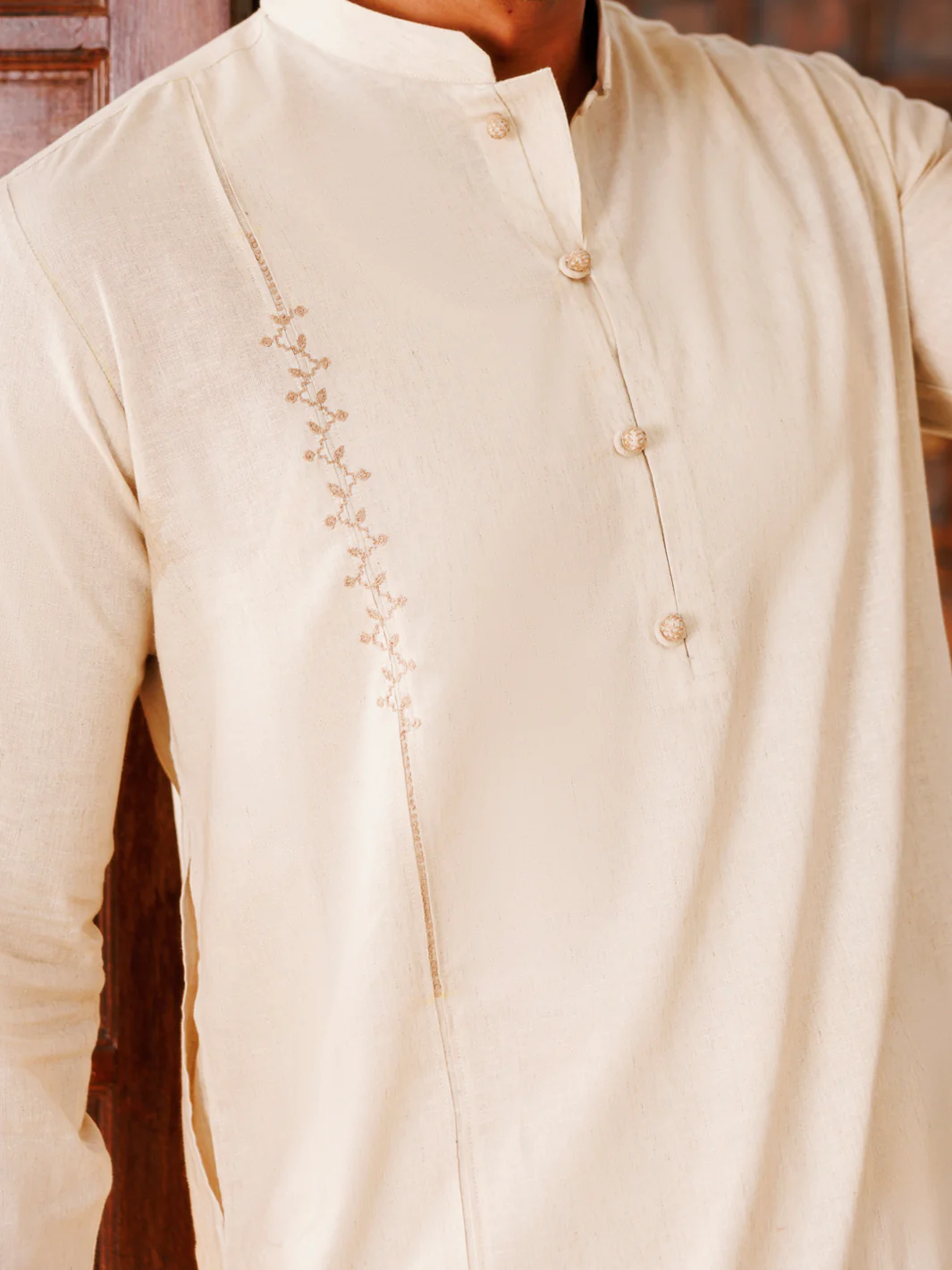 Beige Blended Kurta Trouser - AL-KT-3158 - Image 4